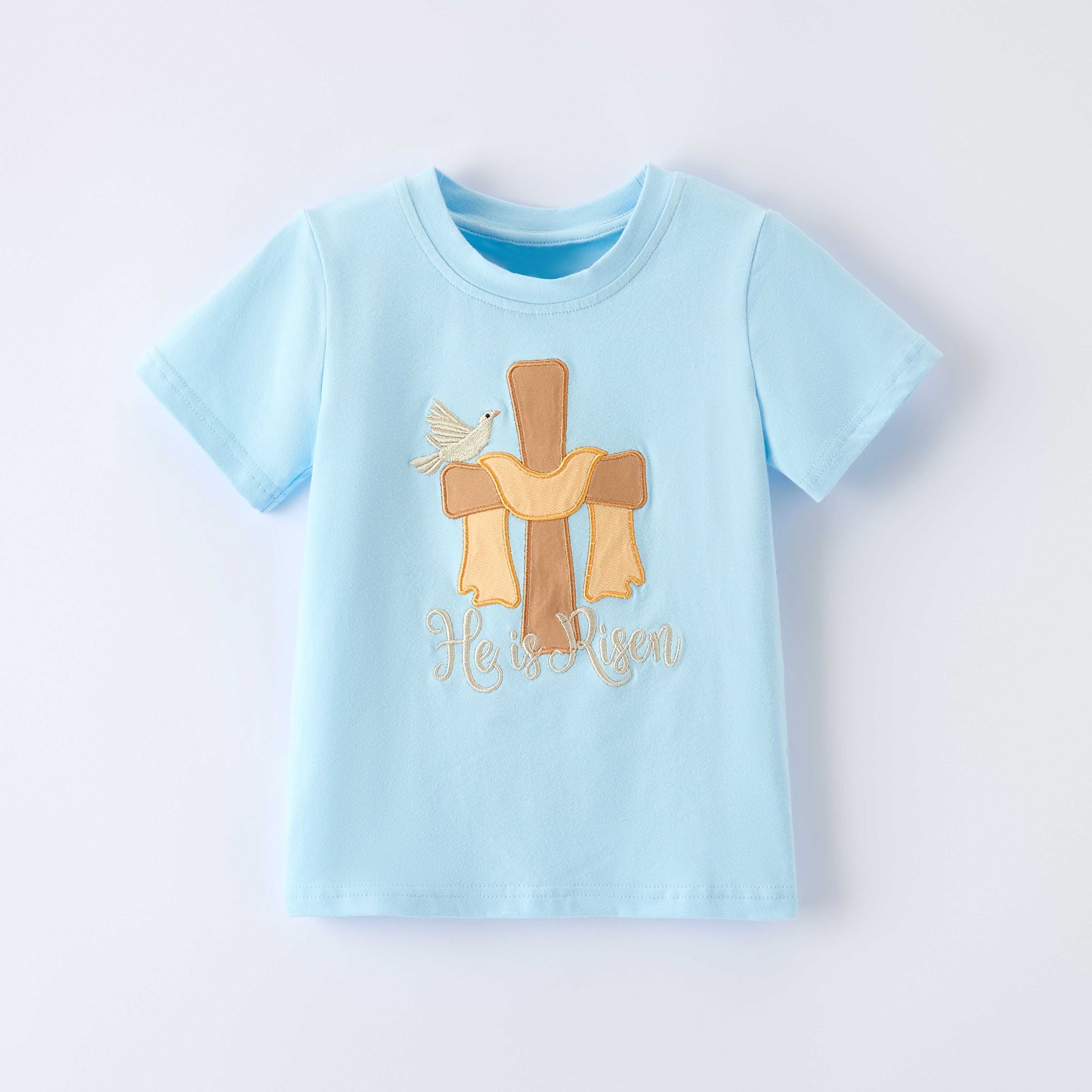 （In Stock）Siblings Easter Cross Applique Dress,Top&Romper