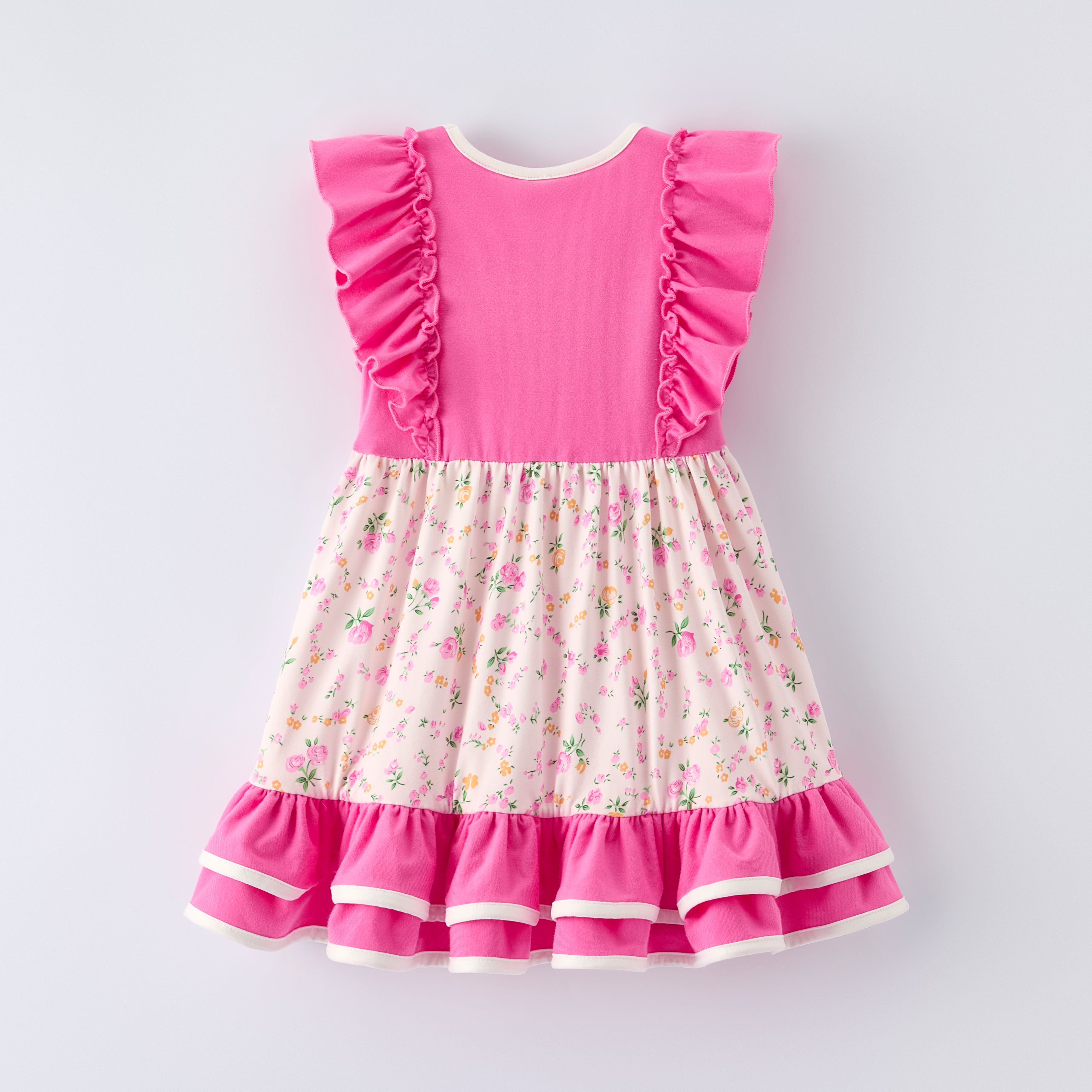 （In Stock）Girls Easter Bunny Applique Ruffle Dress