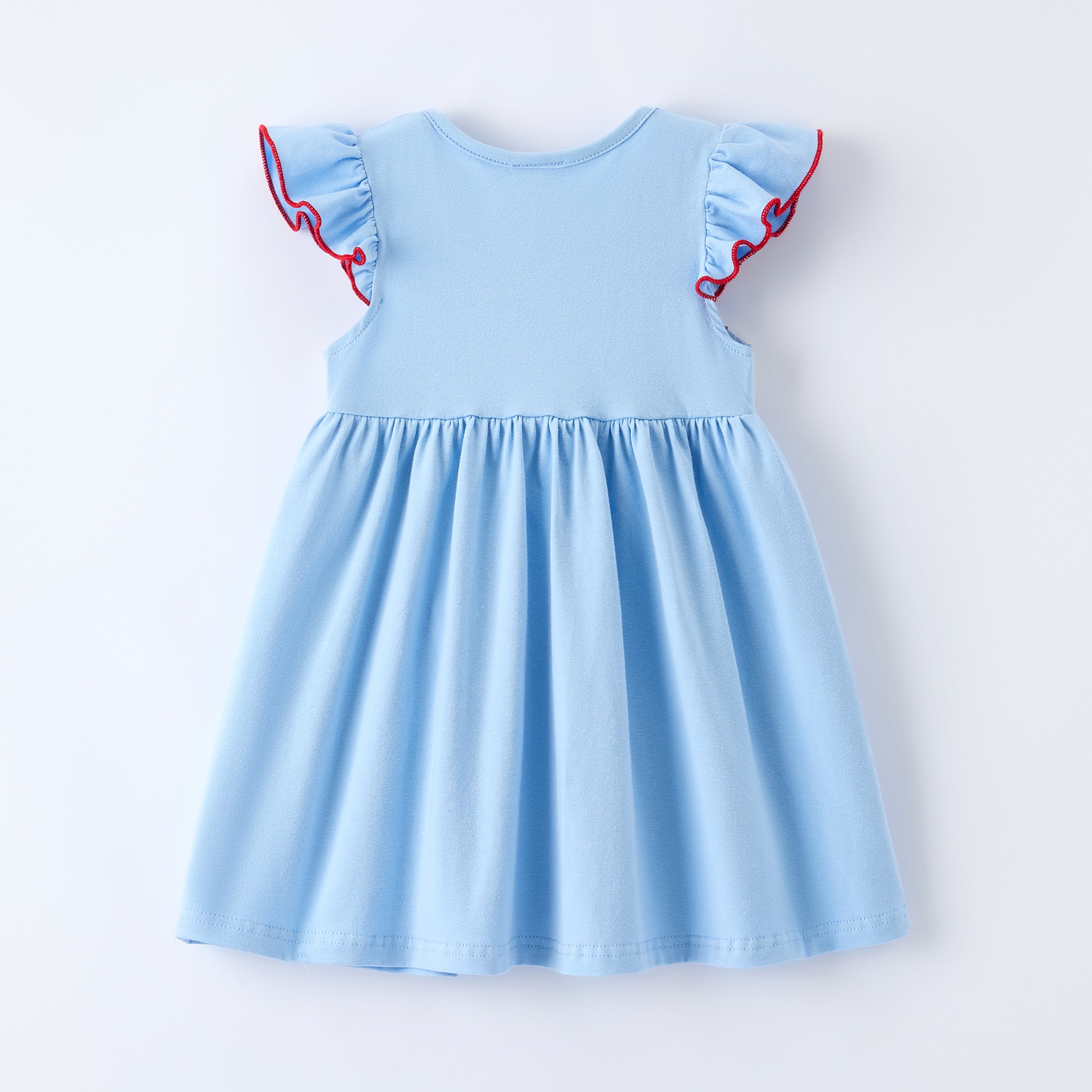 （In Stock）Girls Baseball Embroidery Smocked Dress with Pockets