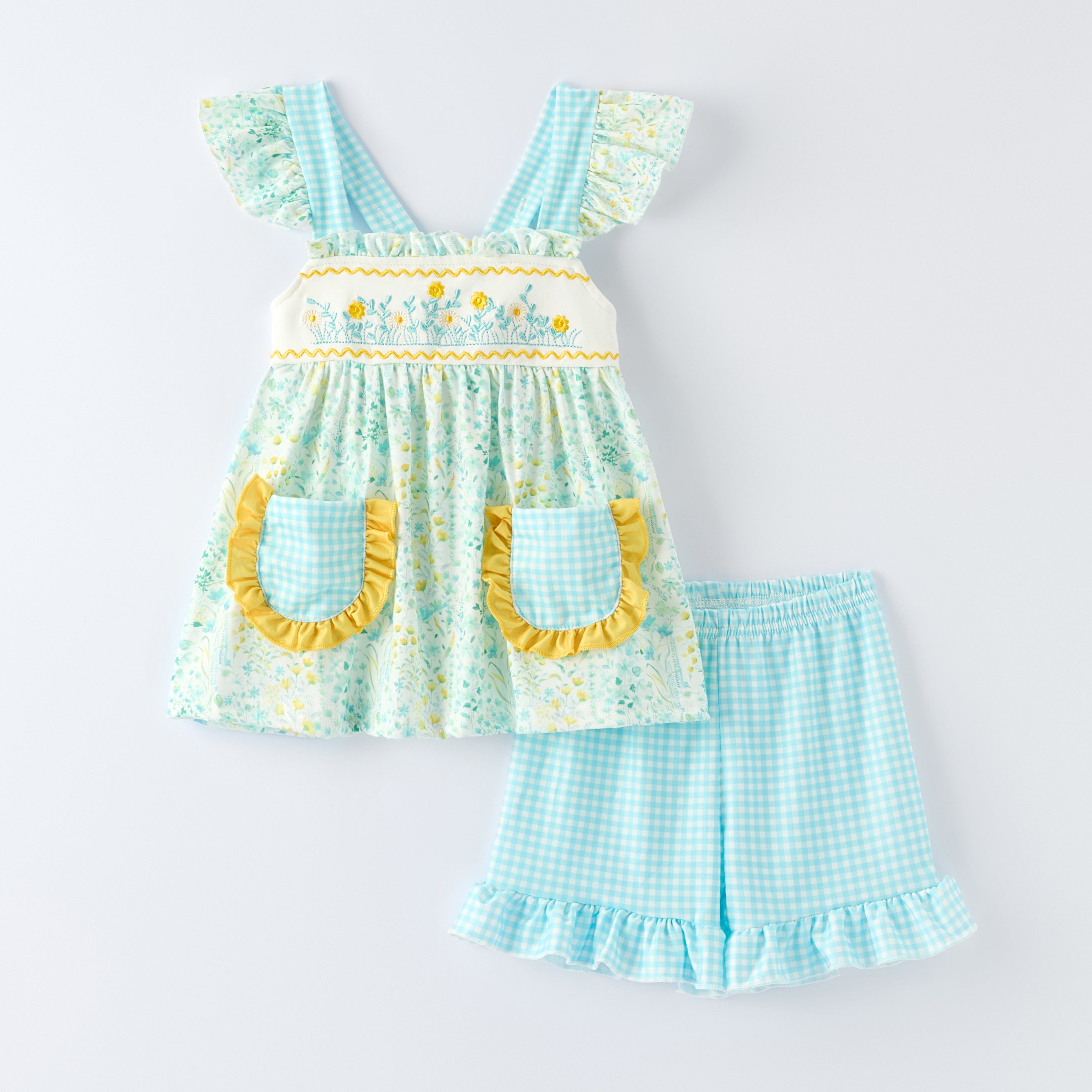 （In Stock）Girls Spring&Summer Floral Embroidery Dress,Set&Romper