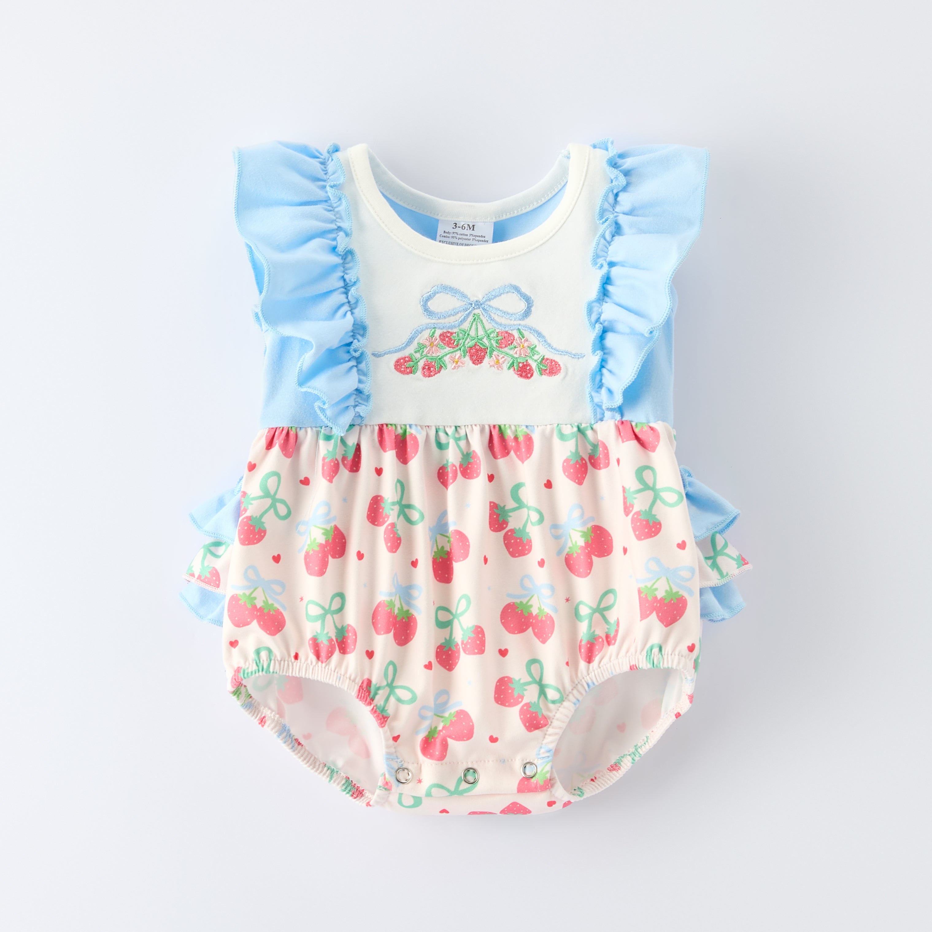 （In Stock）Girls Spring&Summer Strawberry Embroidery Dress&Romper