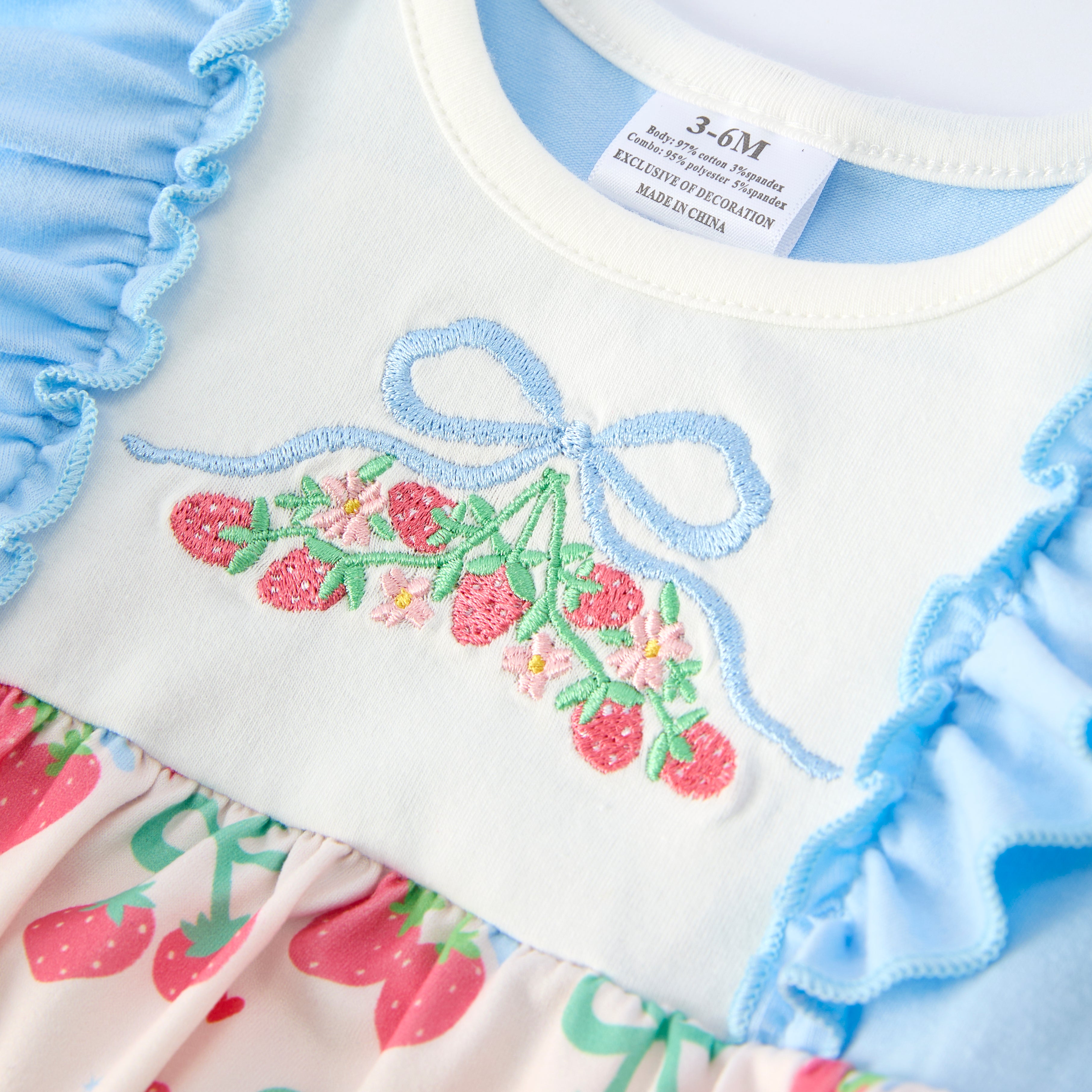 （In Stock）Girls Spring&Summer Strawberry Embroidery Dress&Romper