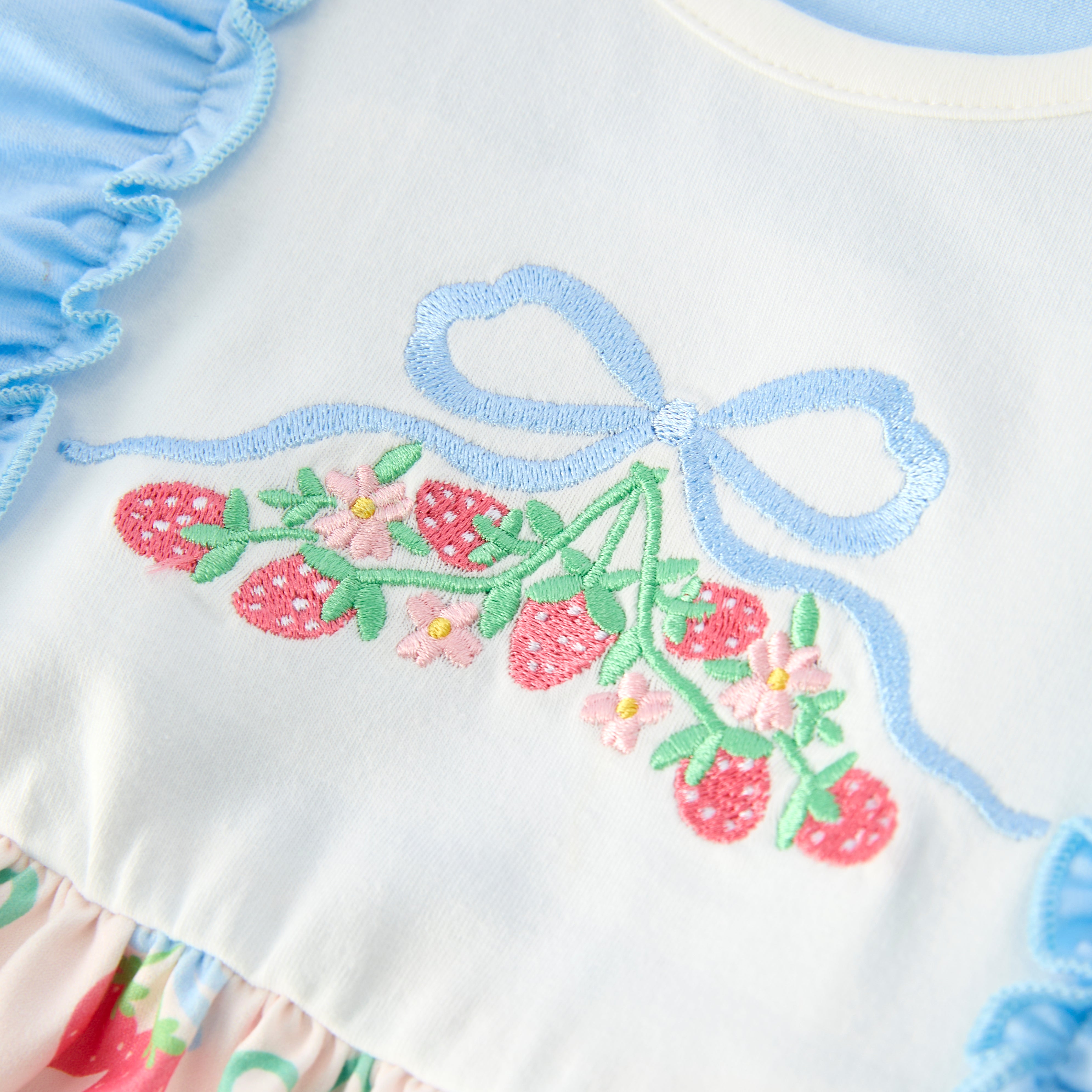 （In Stock）Girls Spring&Summer Strawberry Embroidery Dress&Romper
