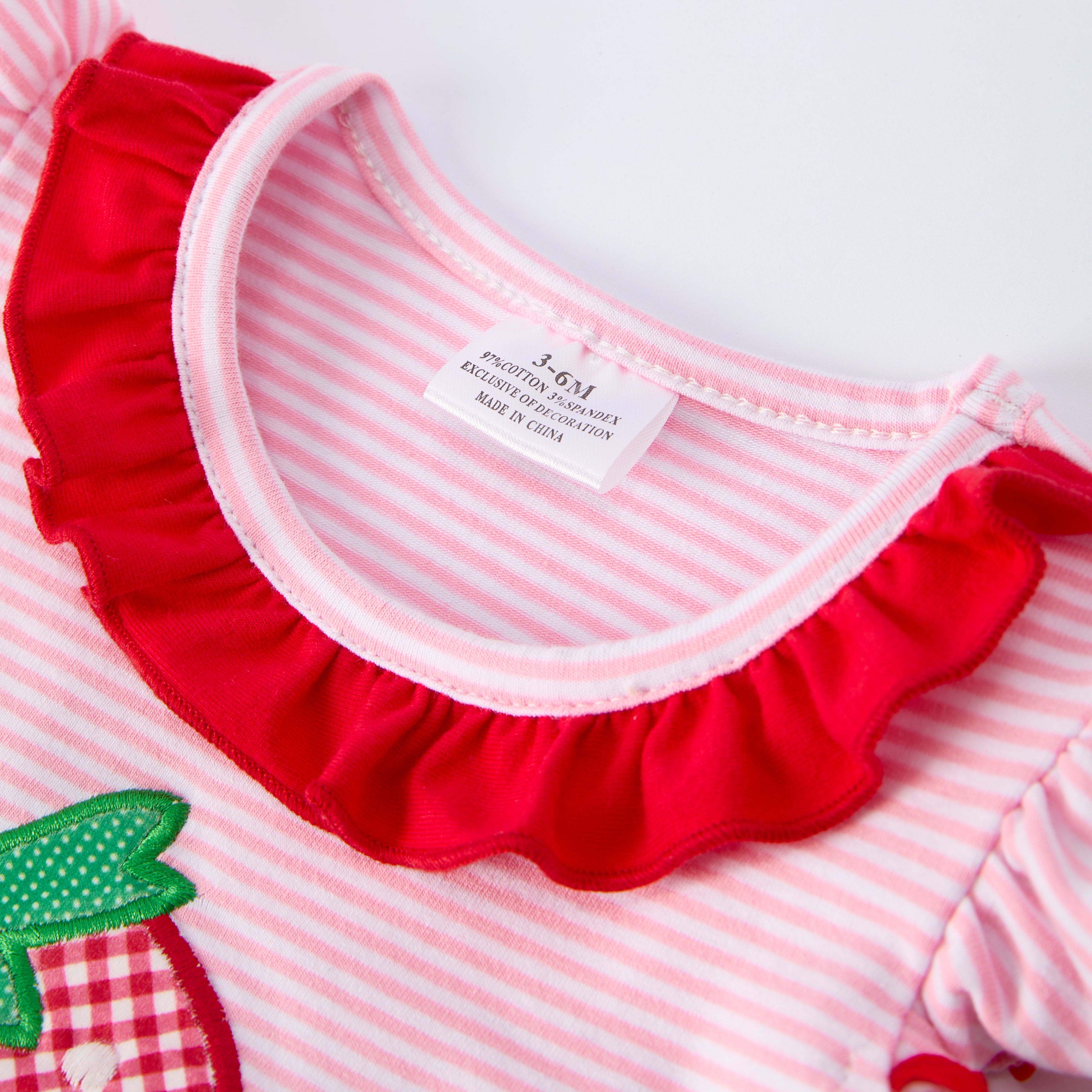 （In Stock）Toddler Girls Spring&Summer Strawberry Applique Cotton Romper