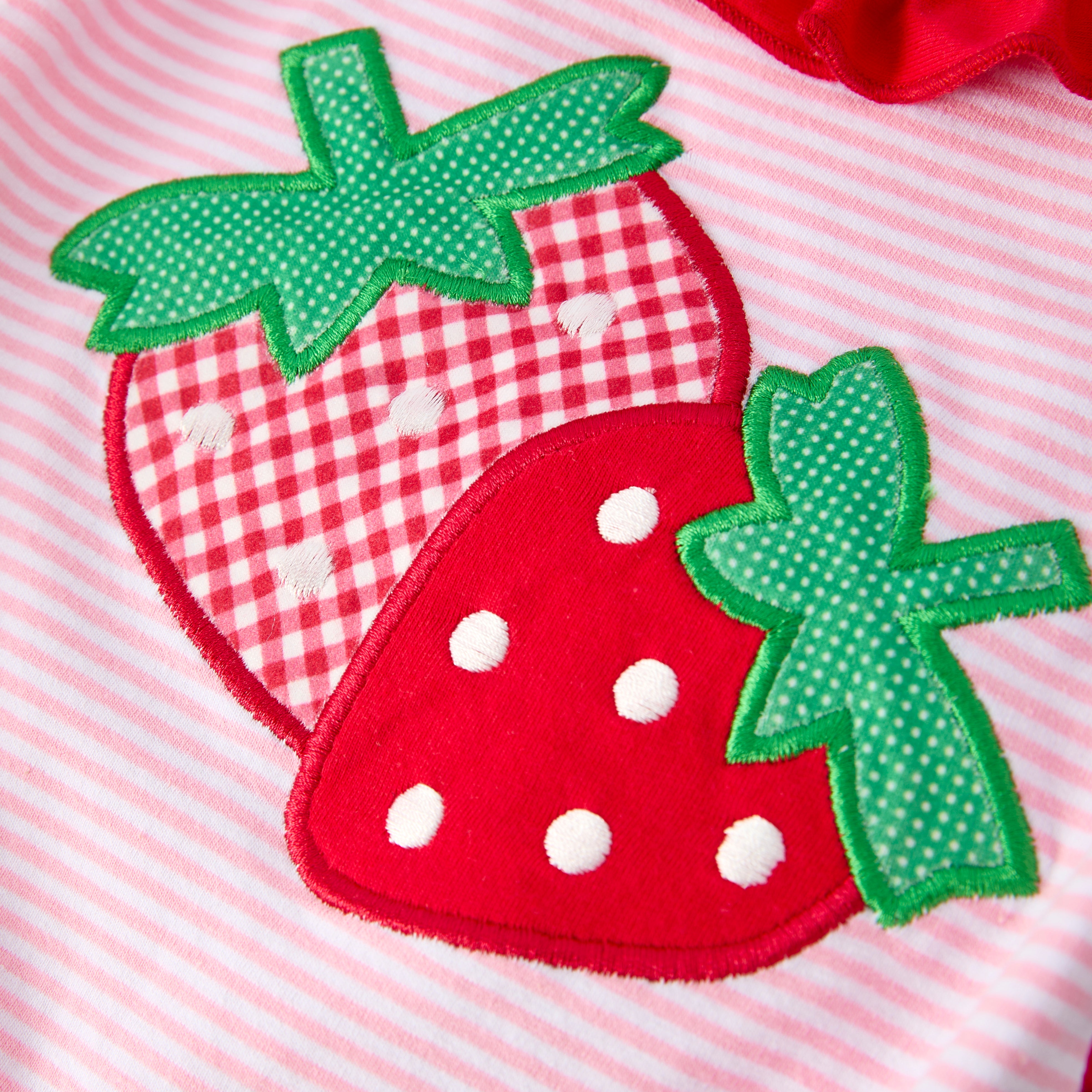 （In Stock）Toddler Girls Spring&Summer Strawberry Applique Cotton Romper