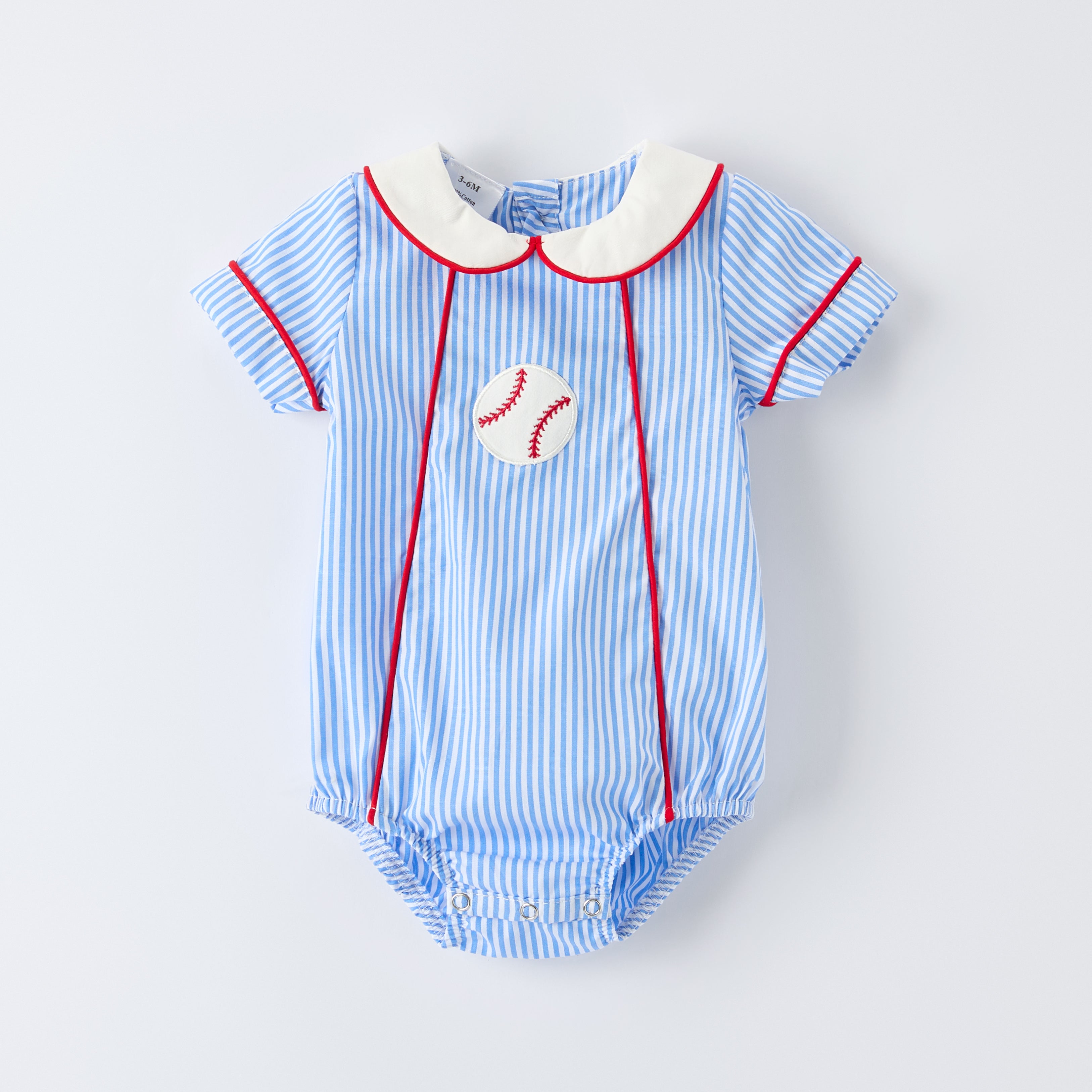 （In Stock）Siblings Spring&Summer Baseball Applique Cotton Dress&Romper