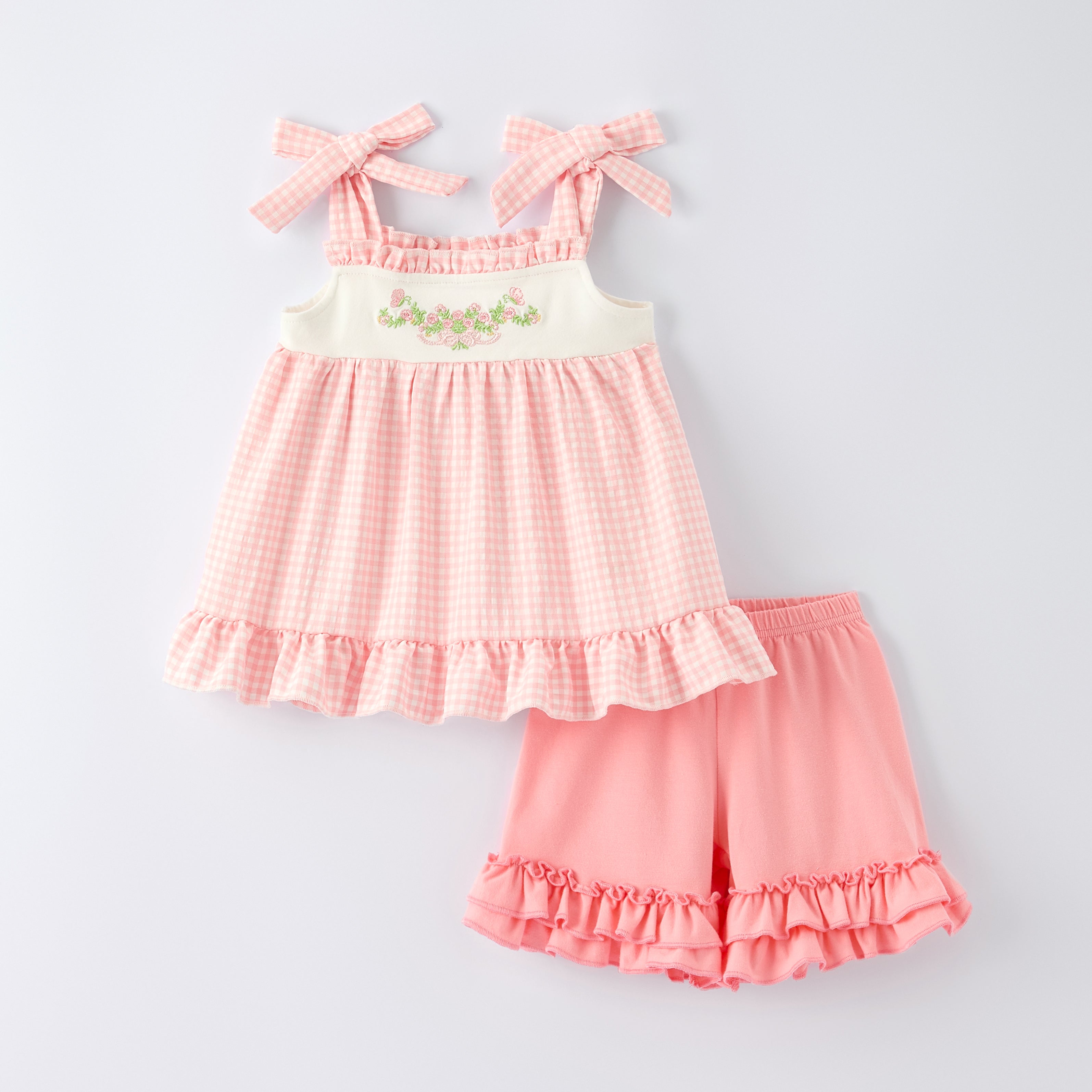 （In Stock）Girls Spring&Summer Floral Embroidery Dress,Set&Romper