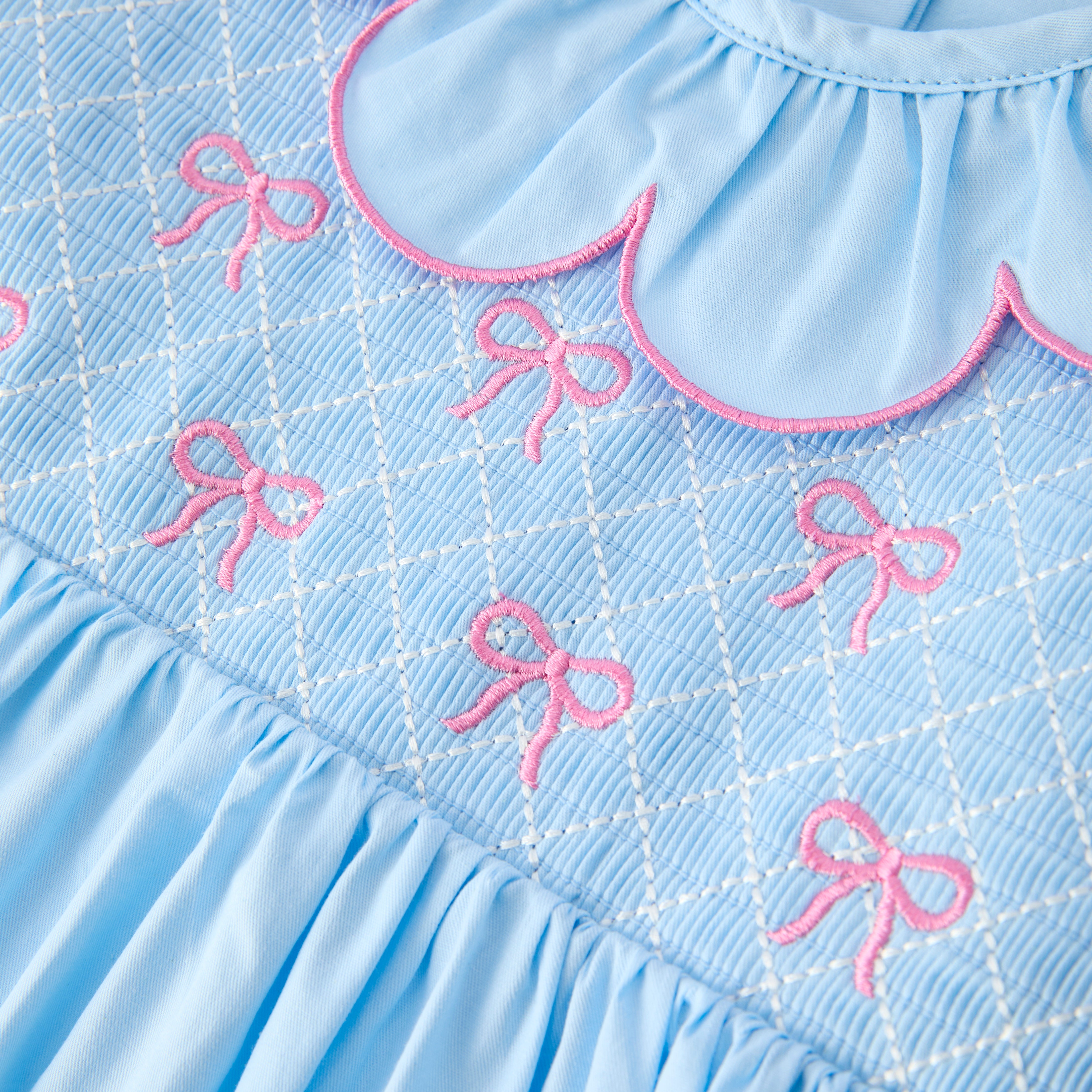 （In Stock）Sisters Valentine's Day Bow Embroidery Smocked Dress&Romper