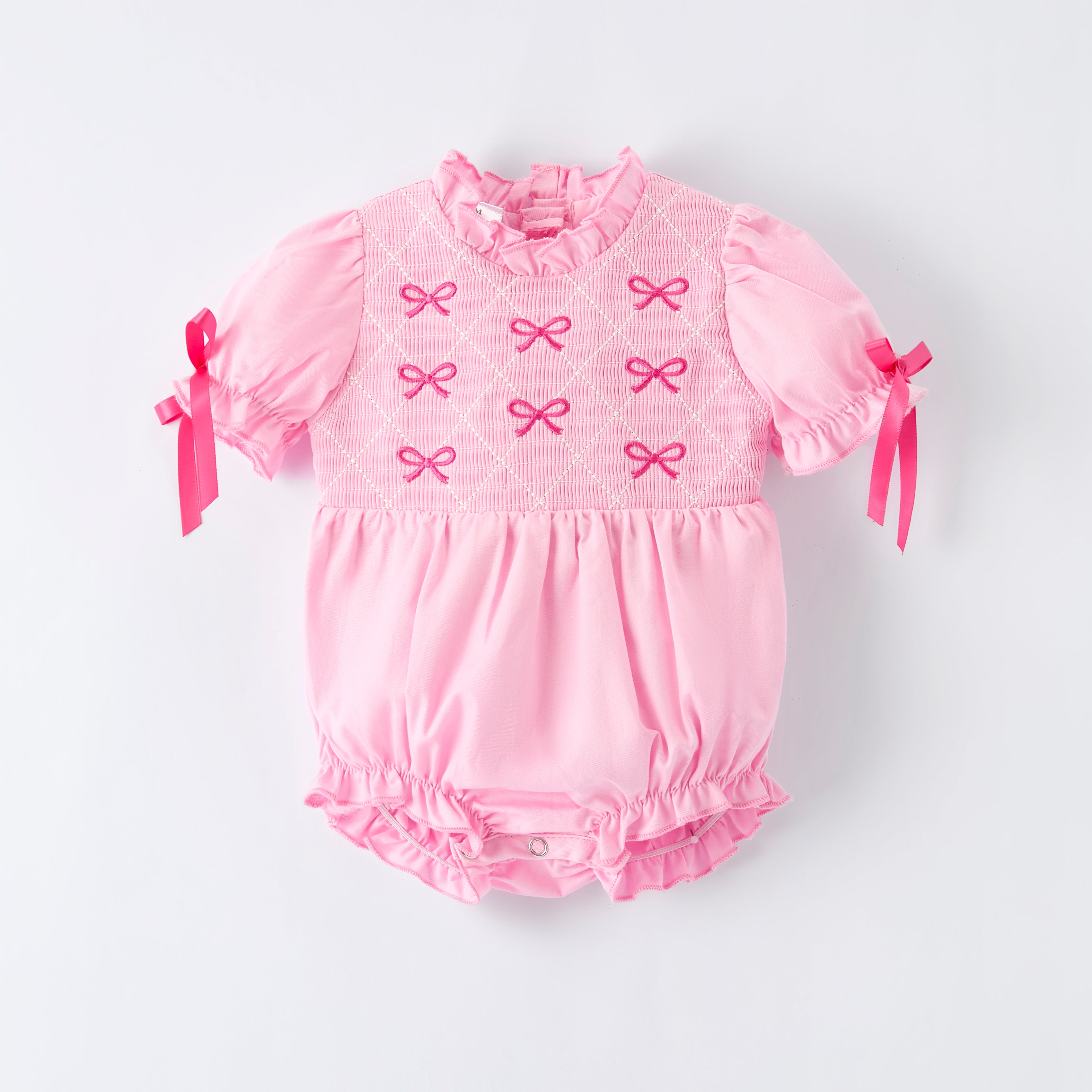 （In Stock）Sisters Valentine's Day Bow Embroidery Smocked Dress&Romper