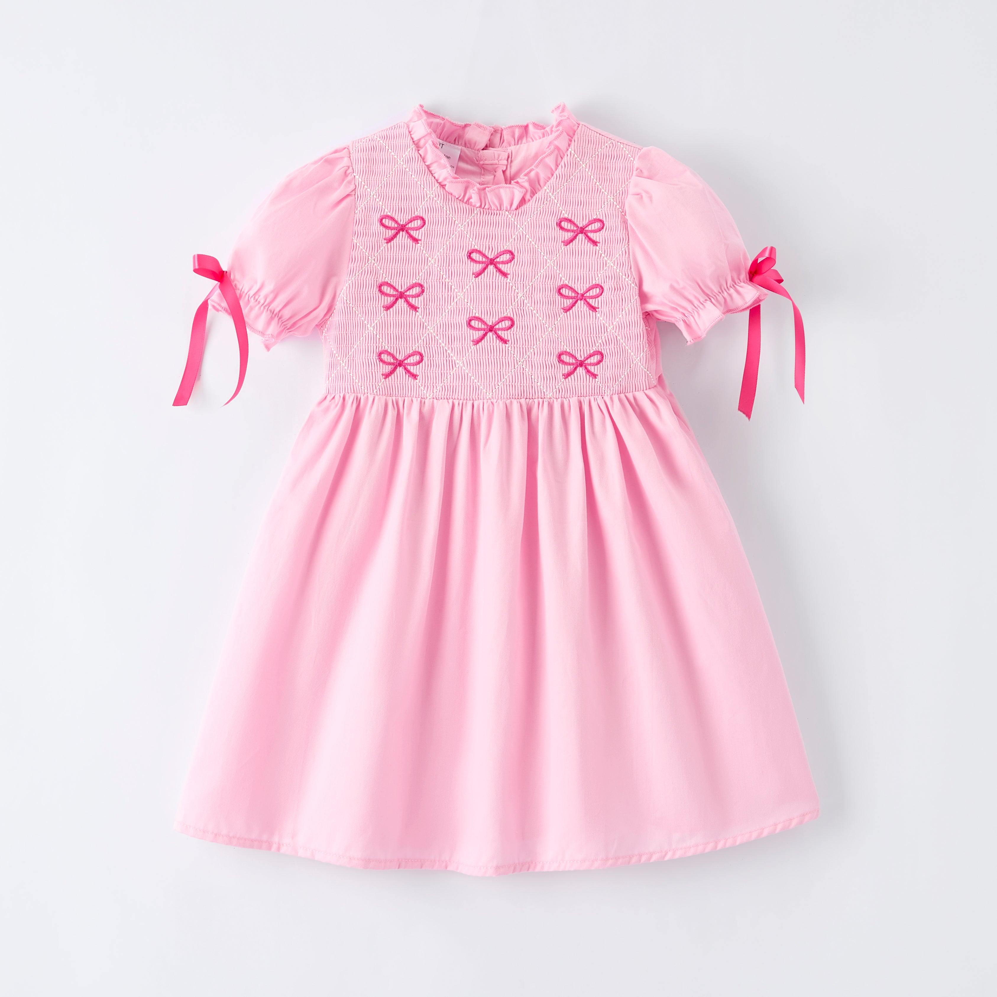 （In Stock）Sisters Valentine's Day Bow Embroidery Smocked Dress&Romper