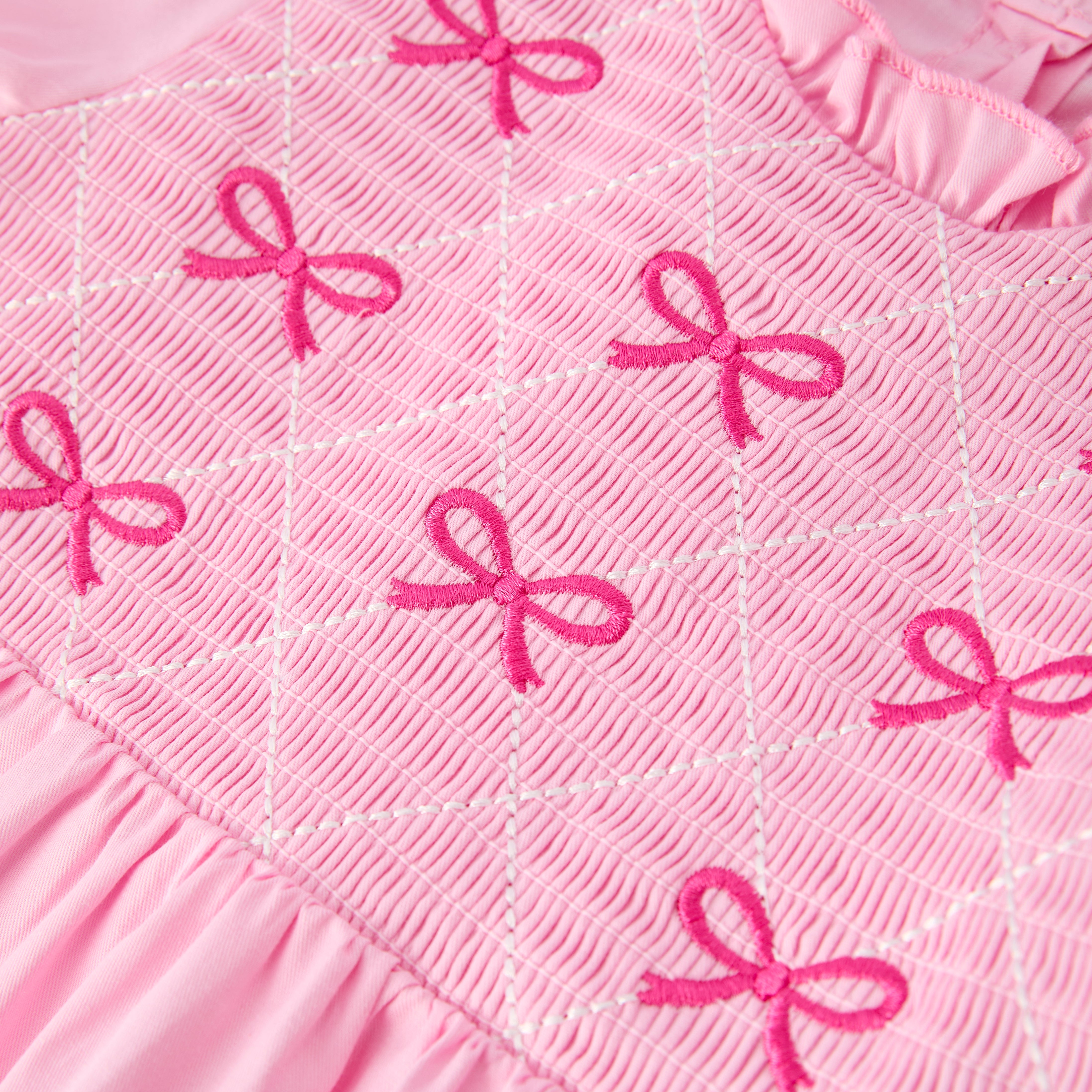 （In Stock）Sisters Valentine's Day Bow Embroidery Smocked Dress&Romper