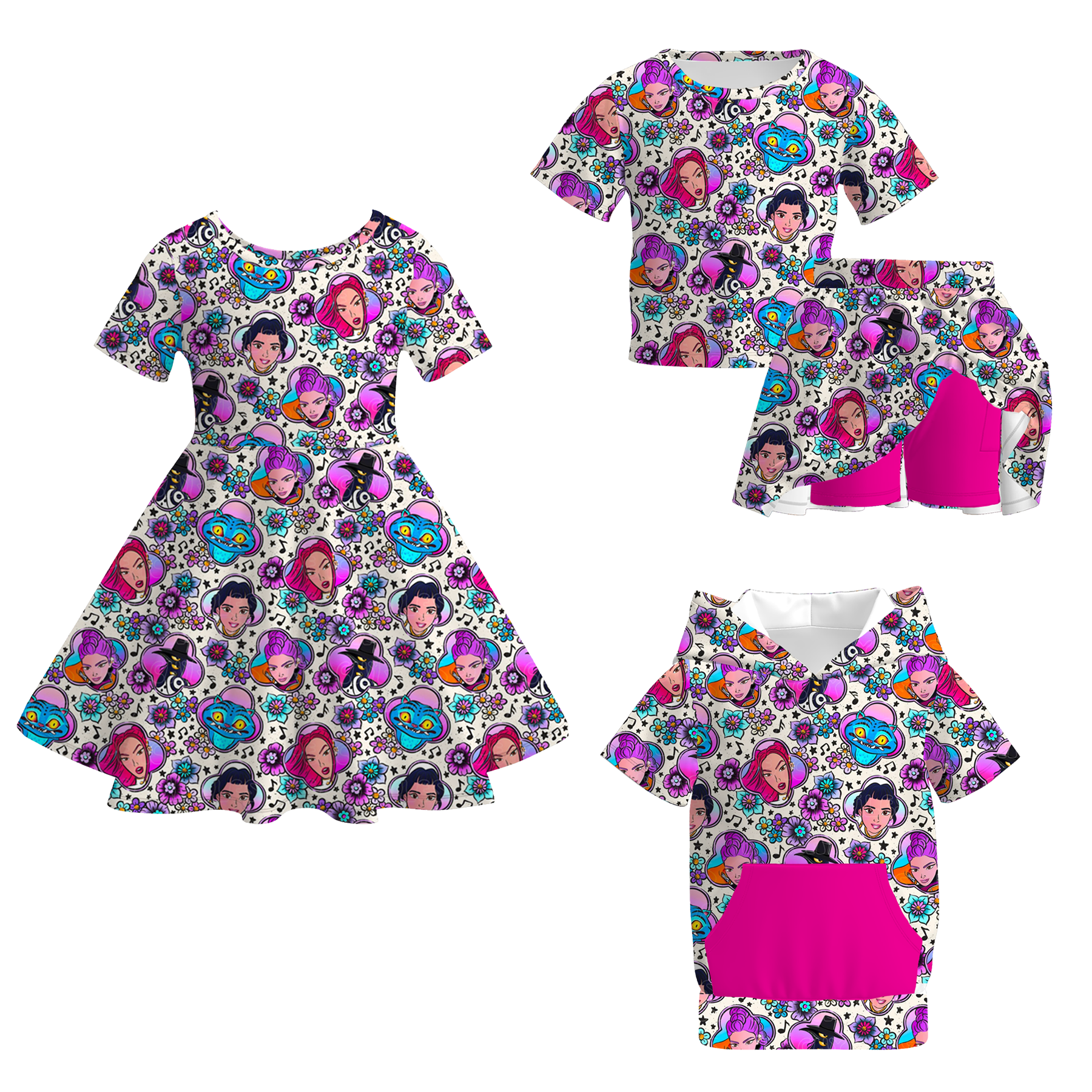 （Pre Order）Girls Movie Character Print Dress,Set&Top
