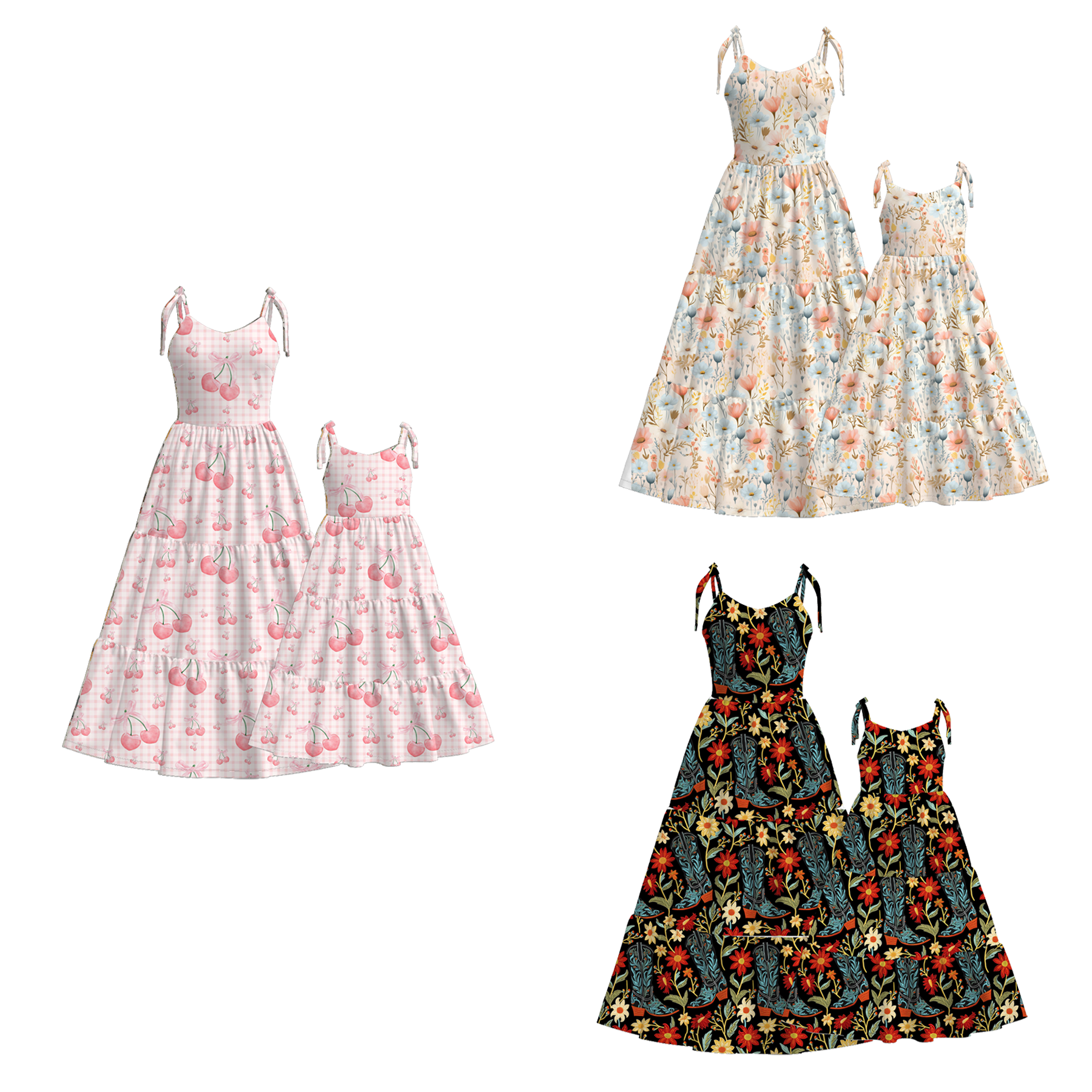 （Pre Order）Mommy and Me Spring＆Summer Floral Print MAXI Dress