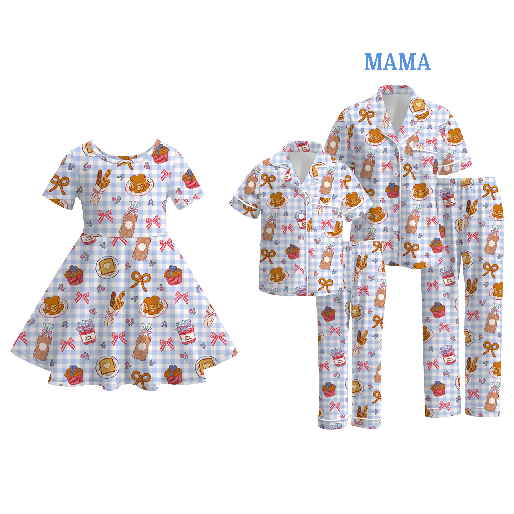 （Pre Order）Family Summer Dessert Print Dress＆Pajamas