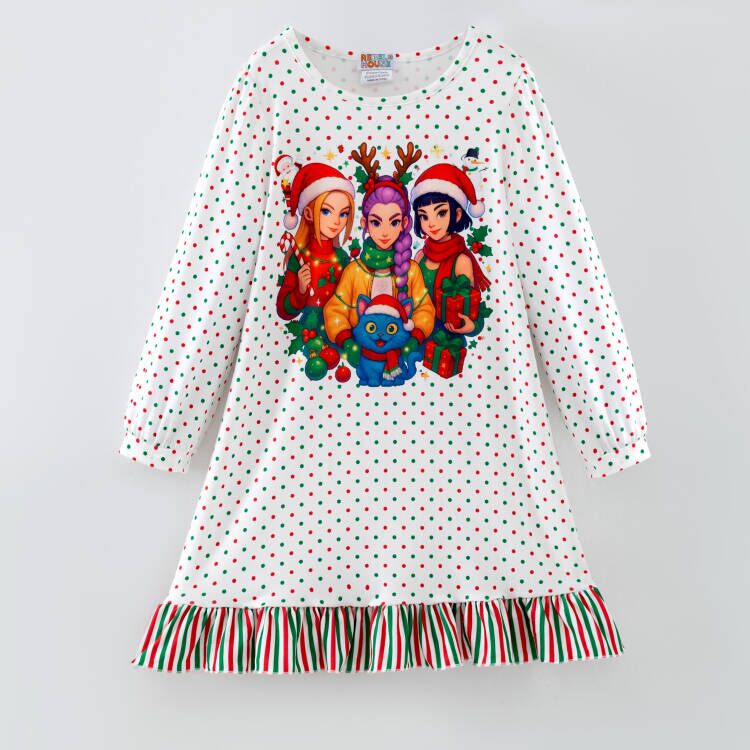 （Pre Order,Prepack Zone）Girls Movie Character Print Pajamas Dress（Mix Size）