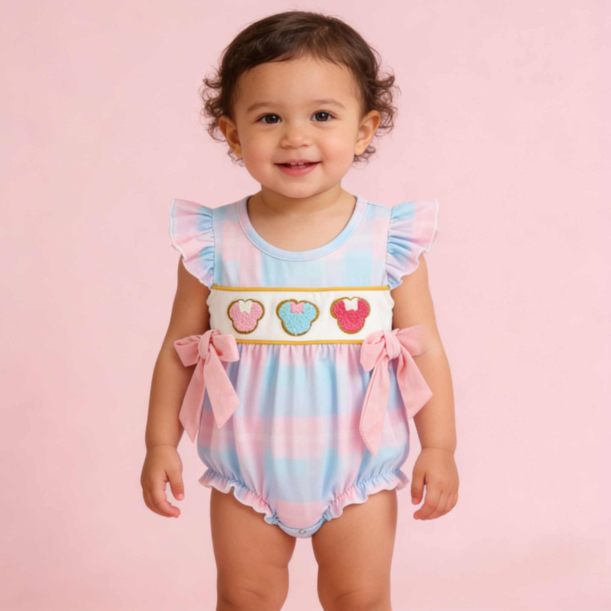 （In Stock）Toddler Girls Spring and Summer Cartoon Applique Romper