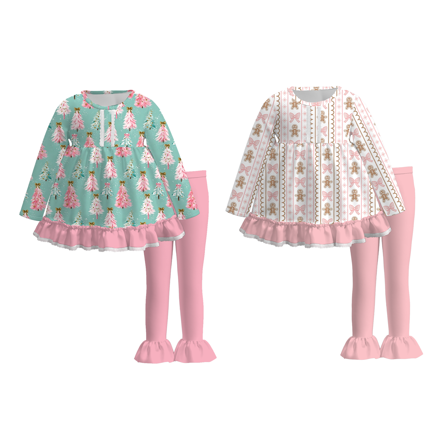 （Pre Order）Girls Christmas Print Outfit Set