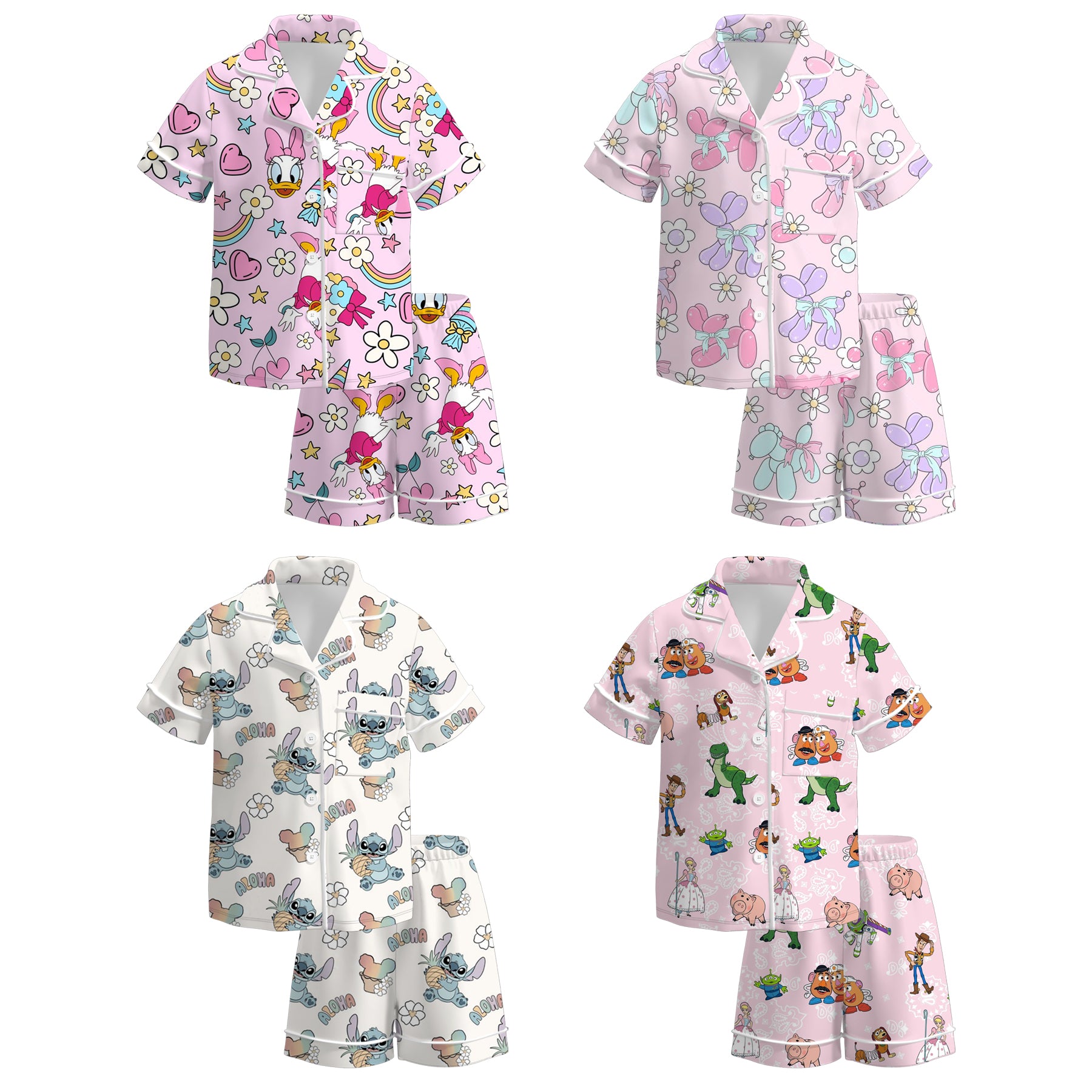 （Pre Order）Girls Spring and Summer Cartoon Print Pajamas