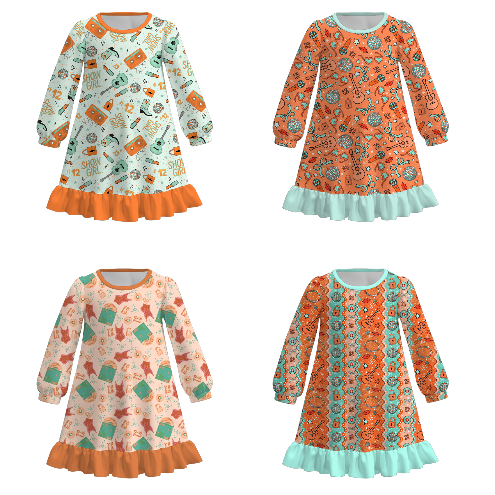 （Pre Order）Girls TS Print Pajamas Dress