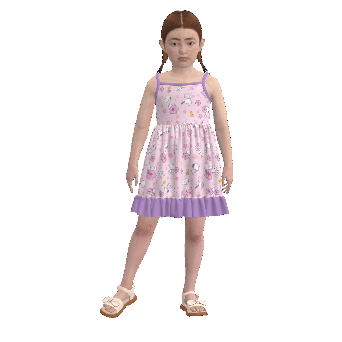 （Pre Order）Girls Summer Cartoon Print Slip Dress