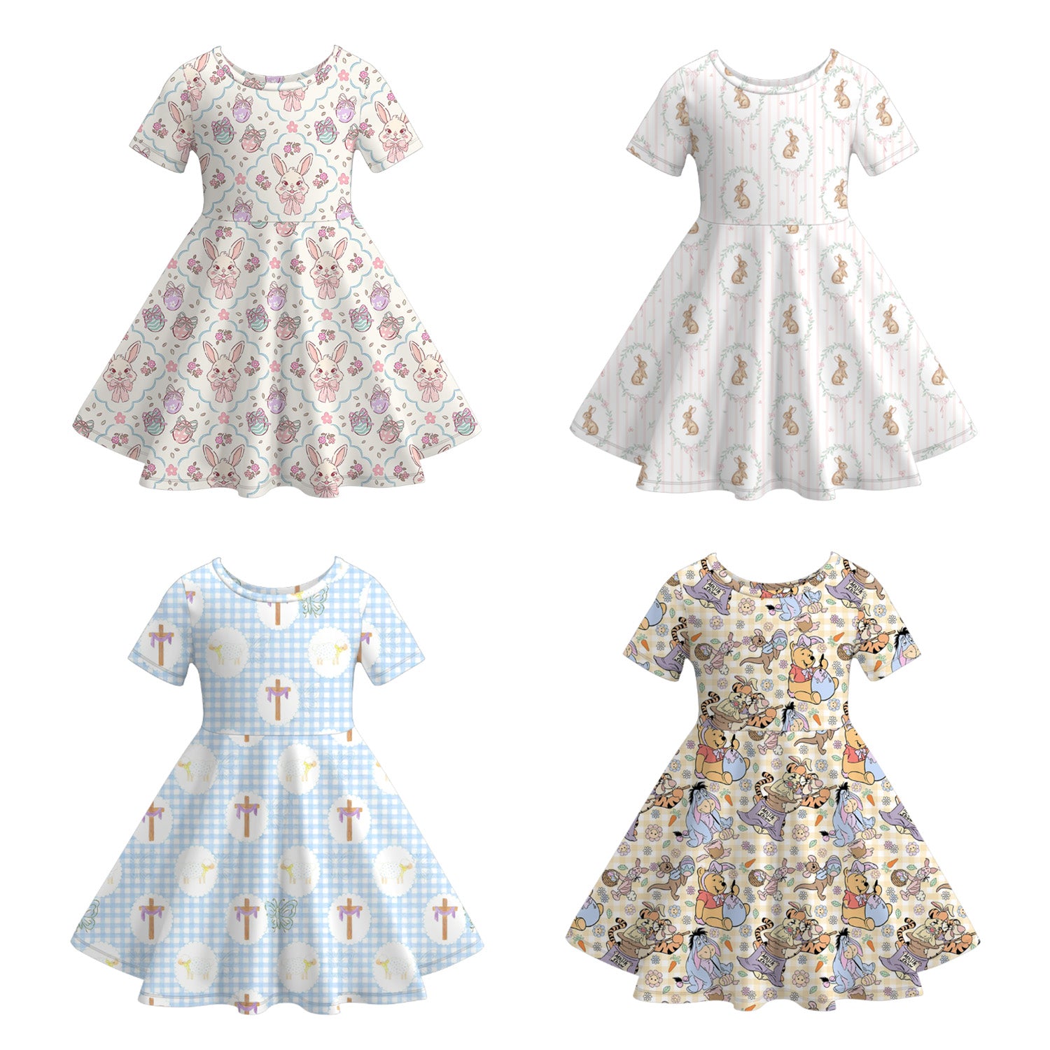 （Pre Order）Girls Easter Bunny Print Dress