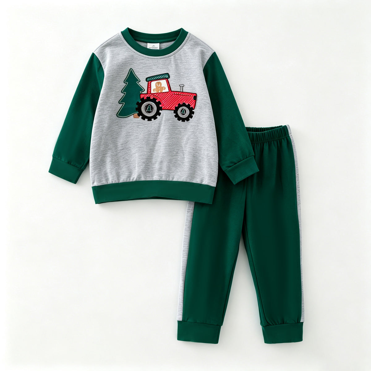 （In Stock）Boys Christmas Applique Cotton Outfit Set