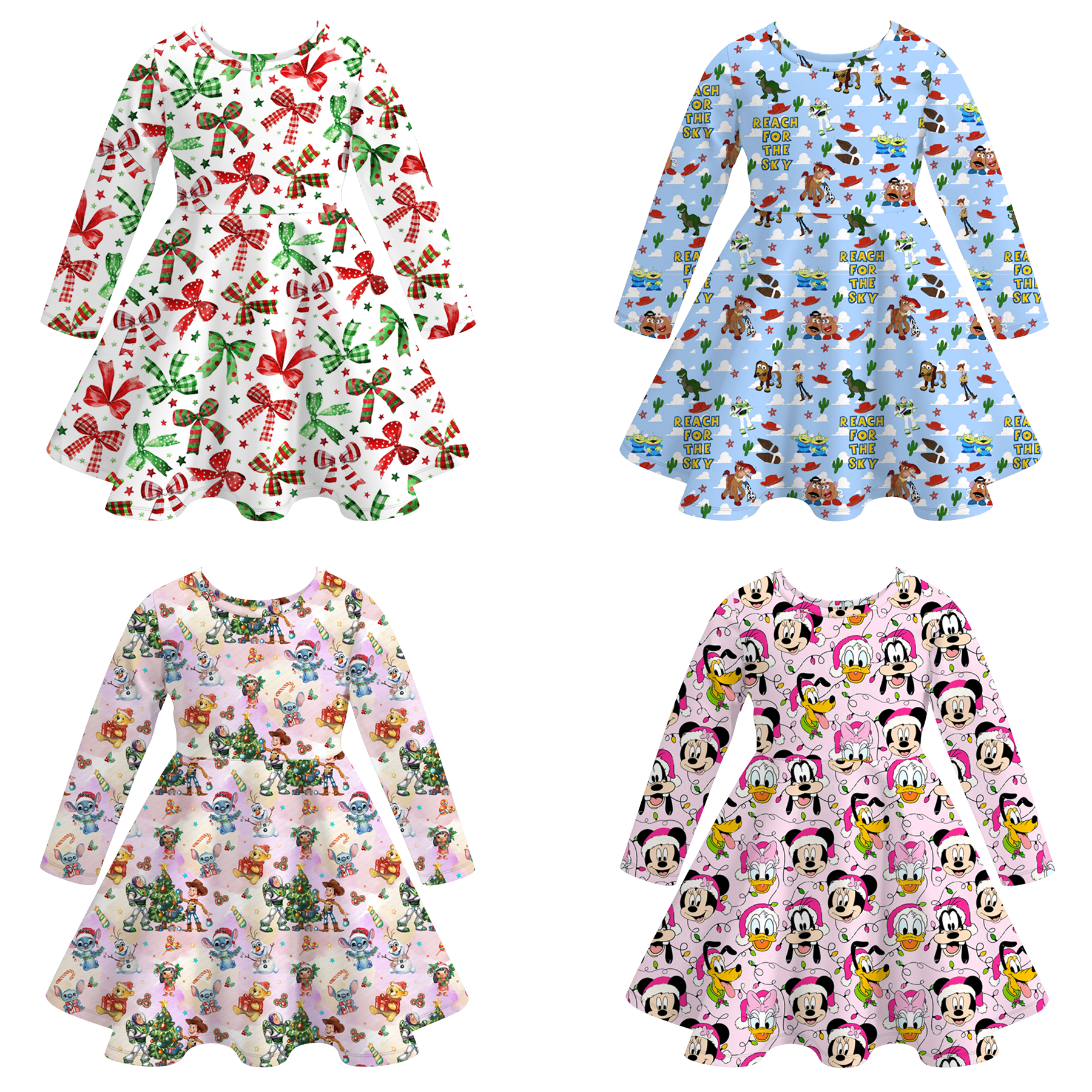 （Pre Order）Girls Christmas Magical World Print Dress