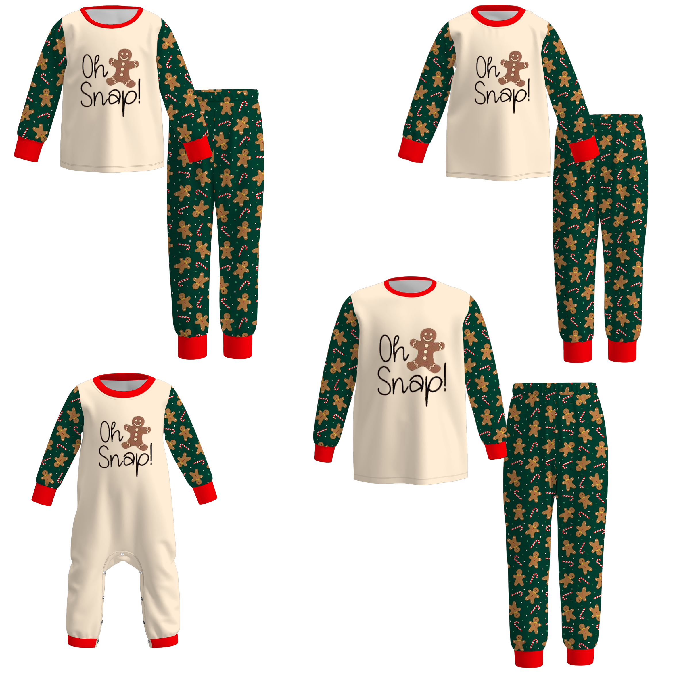 （Pre Order）Family Christmas Gingerbread Print Set&Romper
