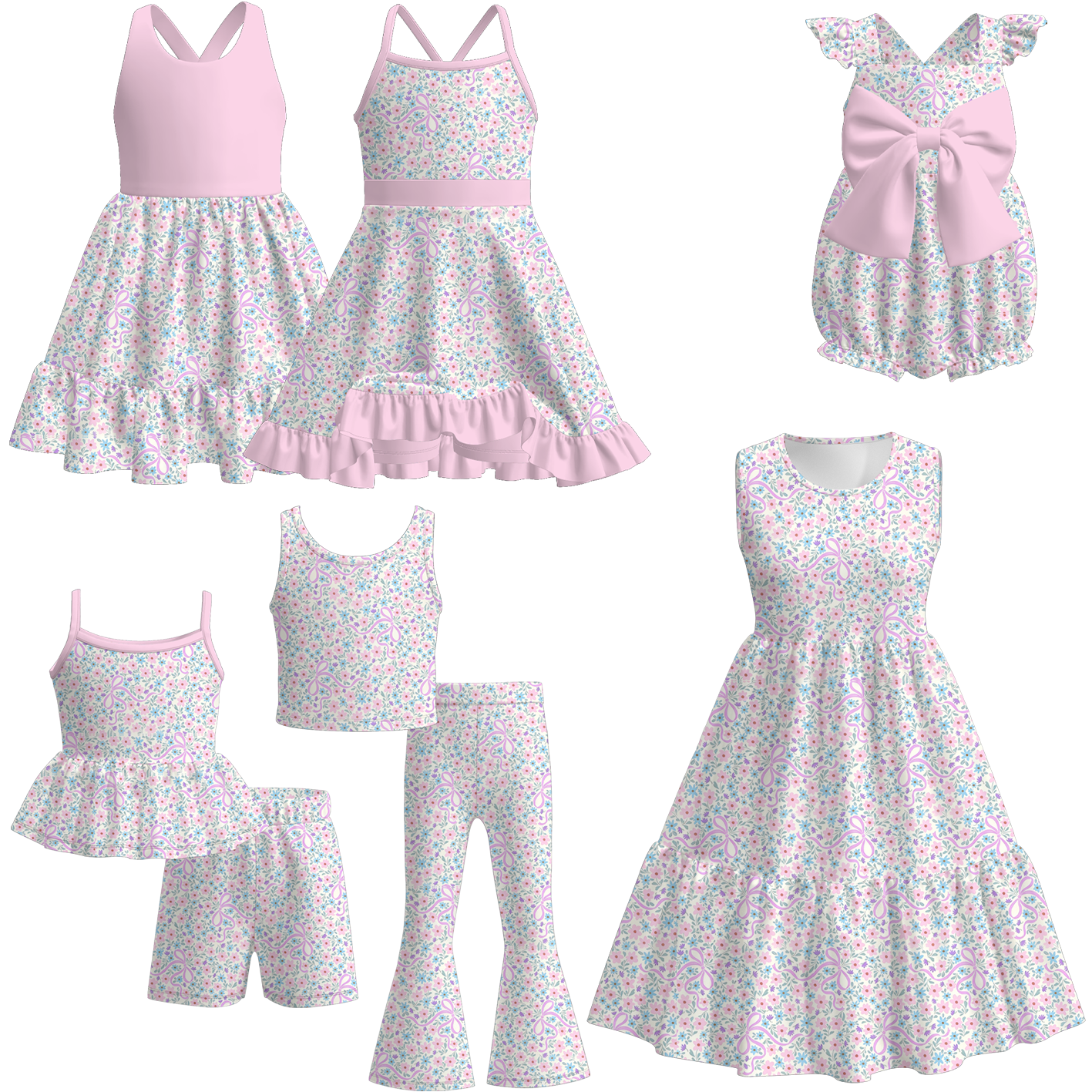 （Pre Order）Family Spring&Summer Floral Print Dress,Set&Romper