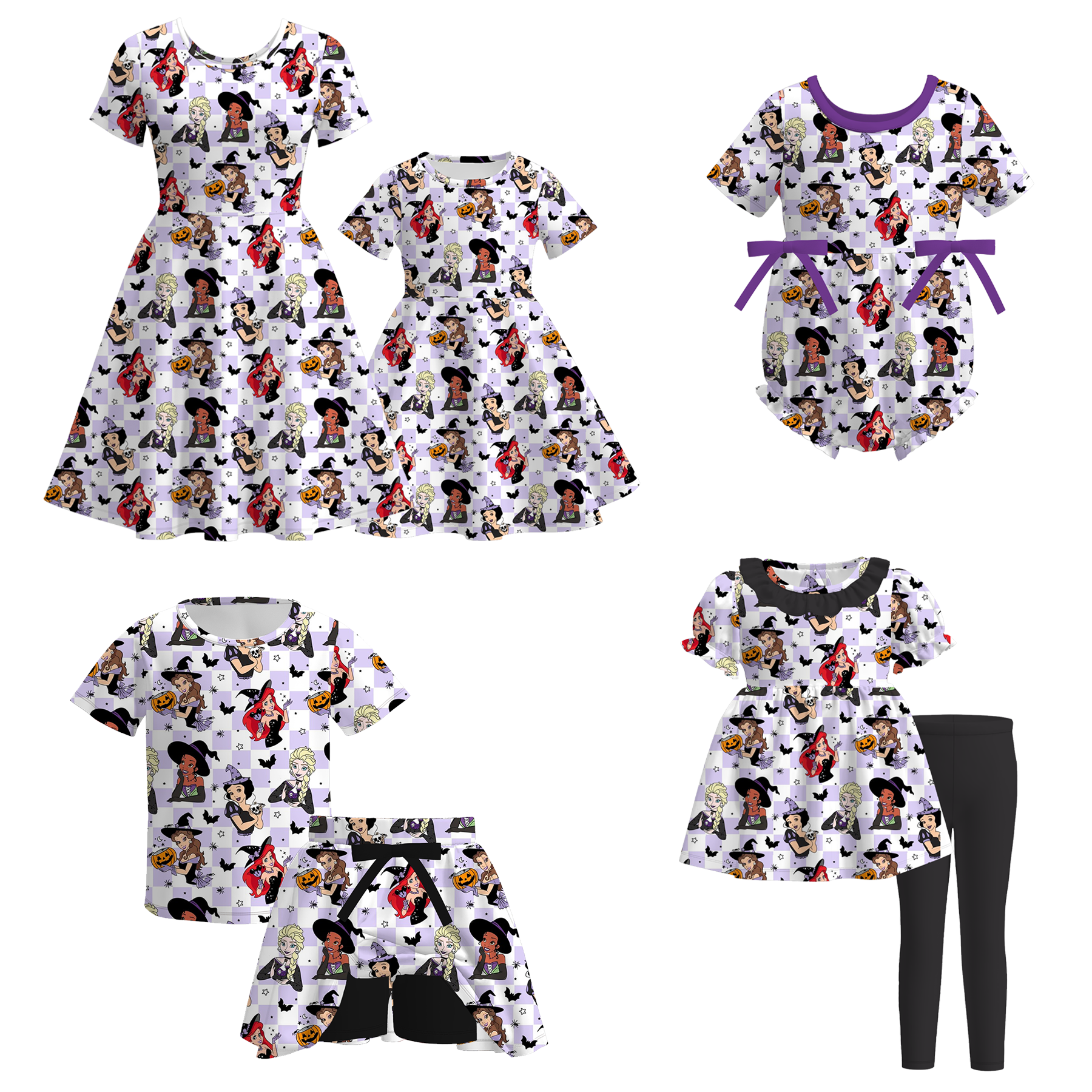 （Pre Order）Family Halloween Pumpkin Print Dress,Set＆Romper