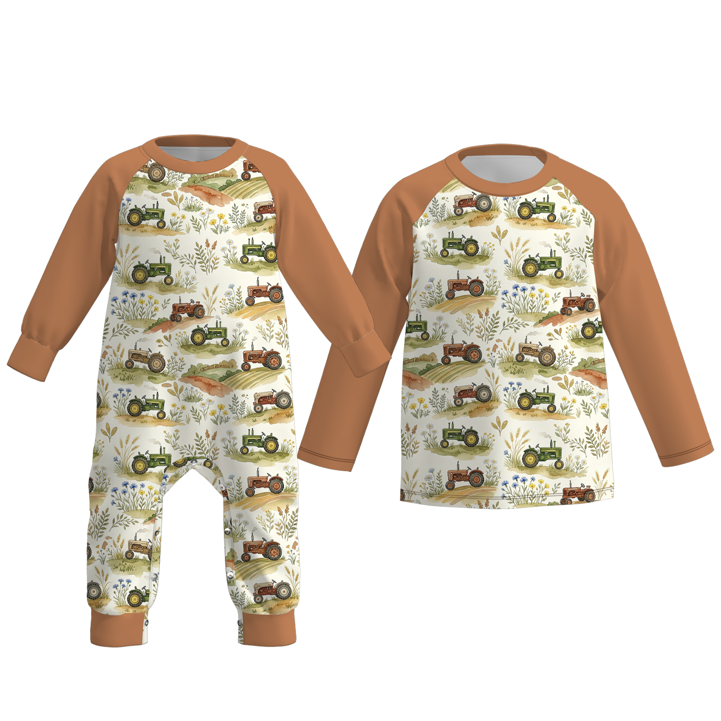（Pre Order）Brothers Fall Farm Print Top&Romper