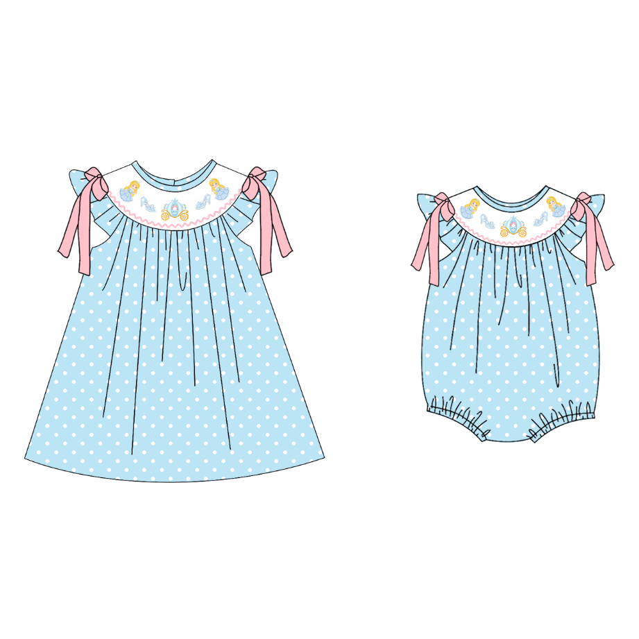 （Pre Order）Sisters Spring&Summer Princess Embroidery Smocked Dress,Set&Romper