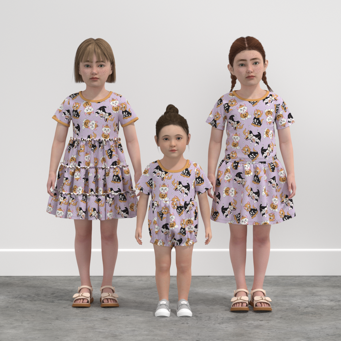 （Pre Order）Family Halloween Cartoon Print Dress,Set＆Romper