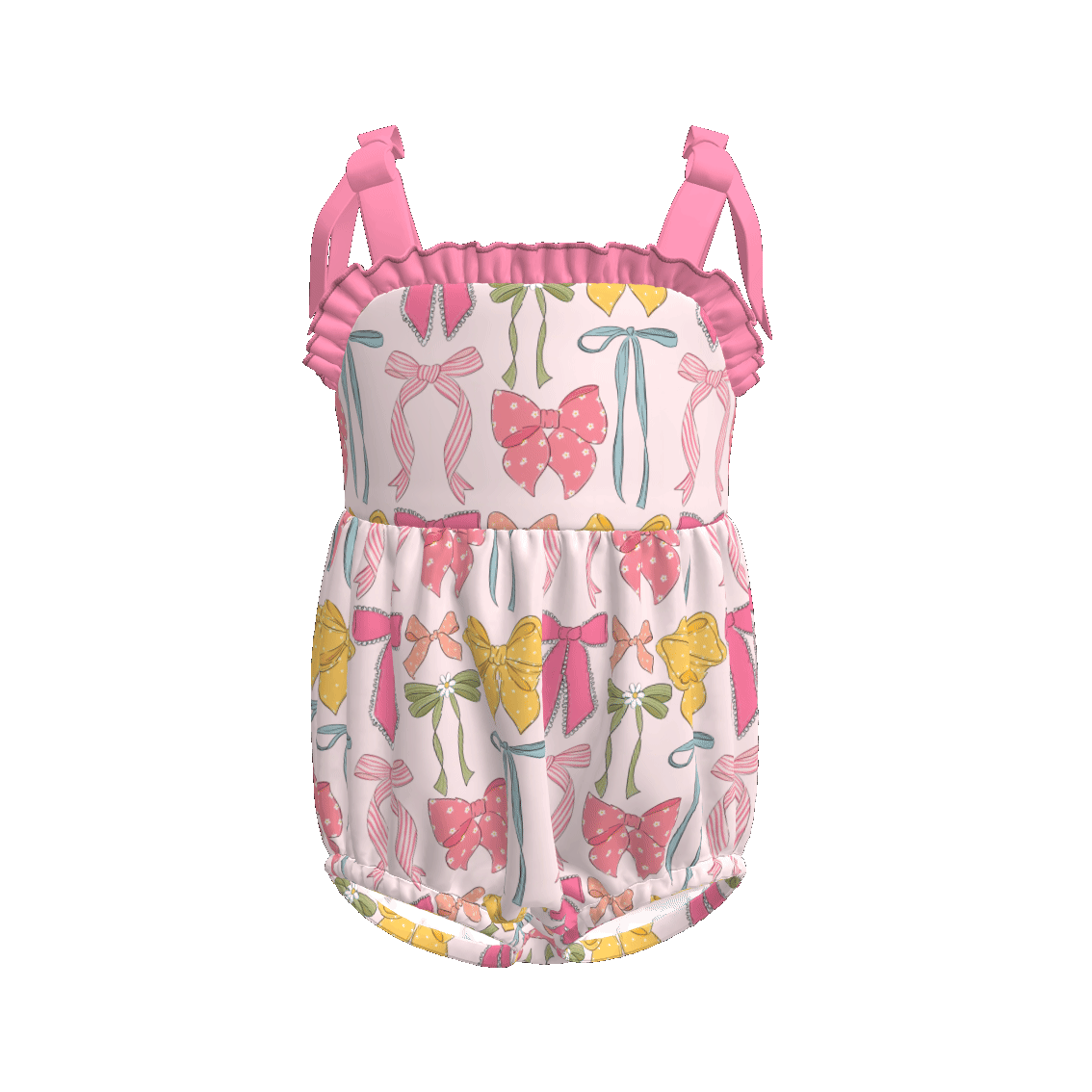 （Pre Order）Toddler Girls Spring and Summer Bow＆Floral Print Romper
