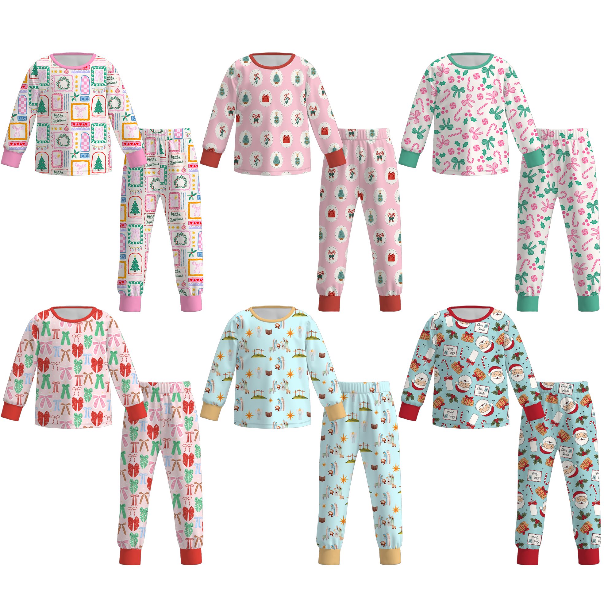 （Pre Order）Girls Christmas Print Pajamas
