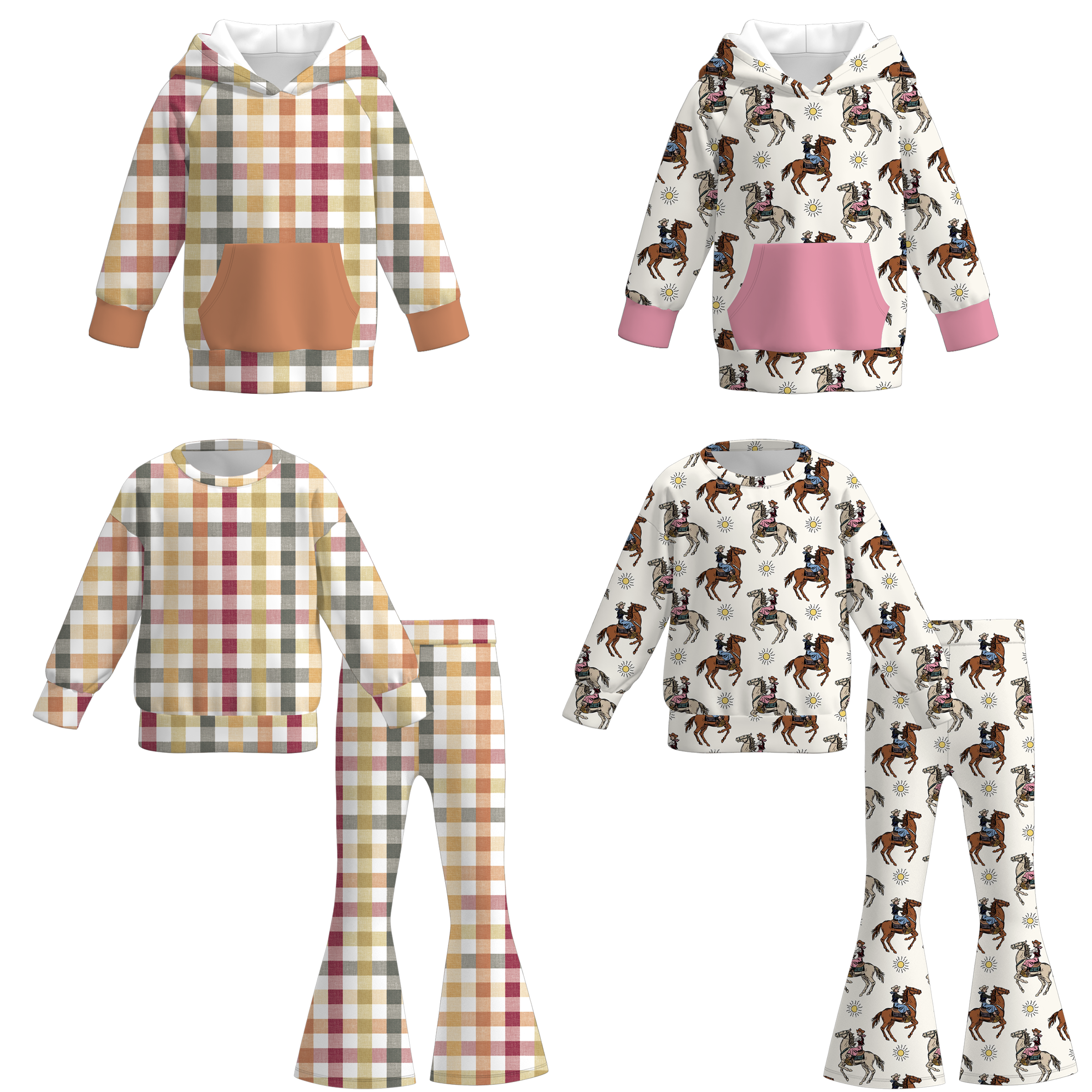 （Pre Order）Girls Fall&Winter Print Outfit Set,Hoodie