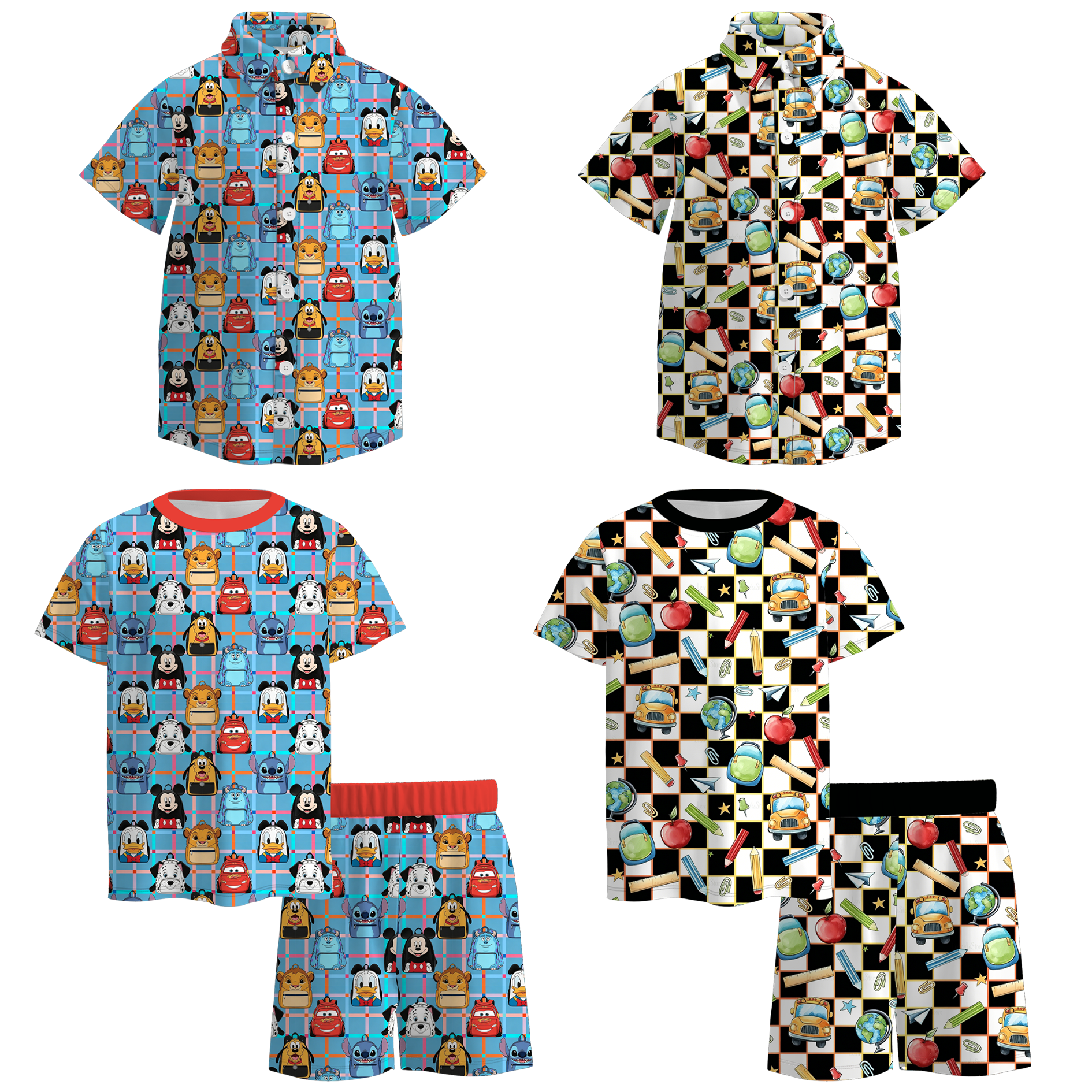 （Pre Order+Prepack Zone）Boys Summer Print Shorts Set&Four-way Stretch Shirt（Mix Size）