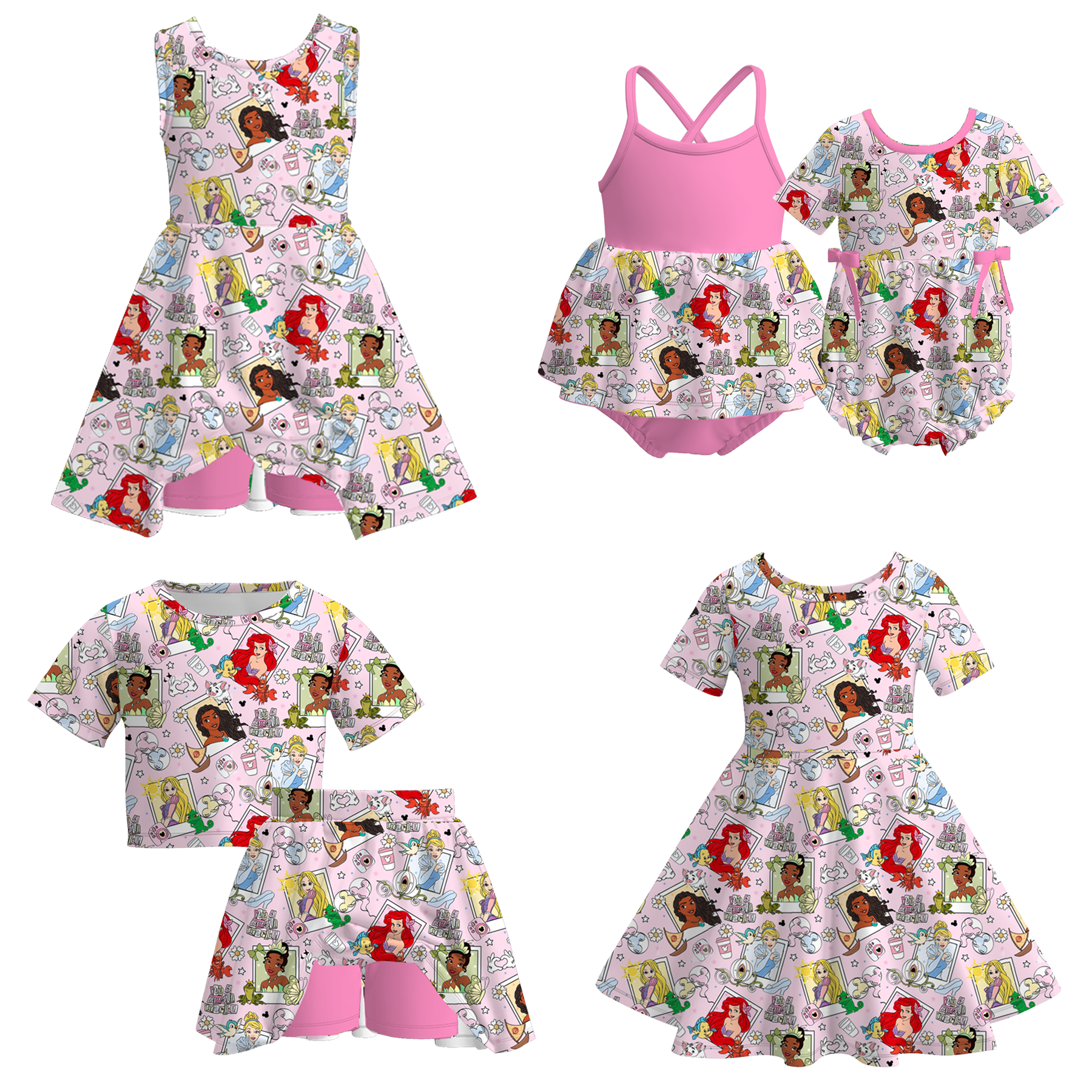 （Pre Order）Family Spring＆Summer Princess Print Dress,Set＆Romper
