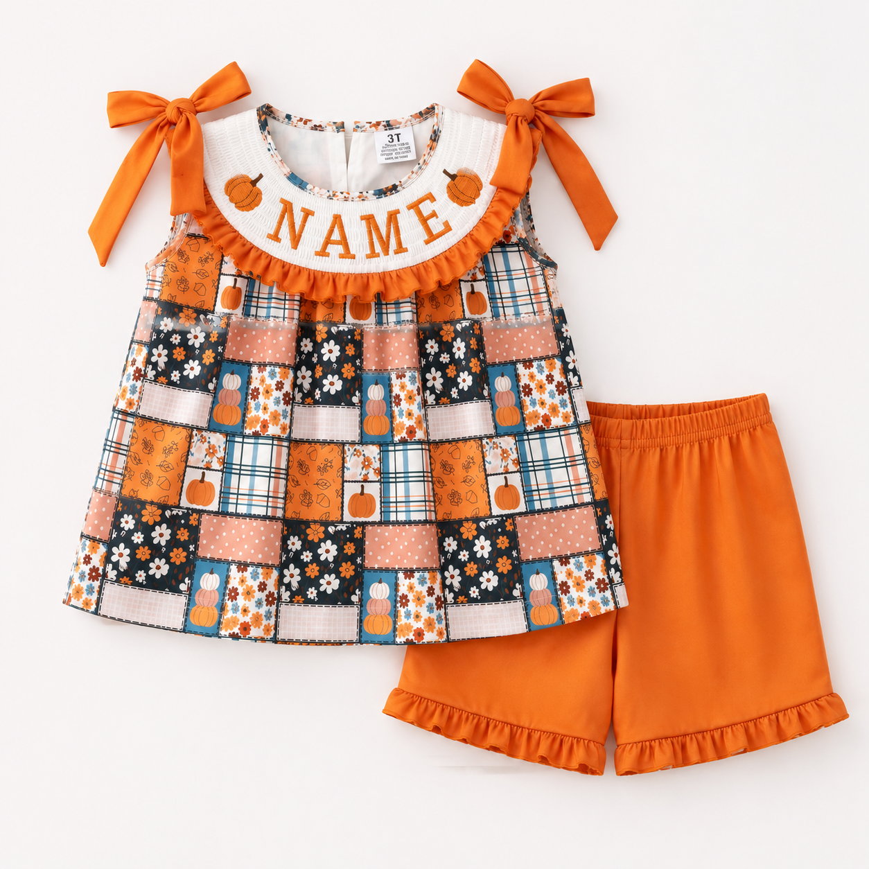 （Pre Order）Siblings Pumpkin Embroidery Smocked Set&Romper