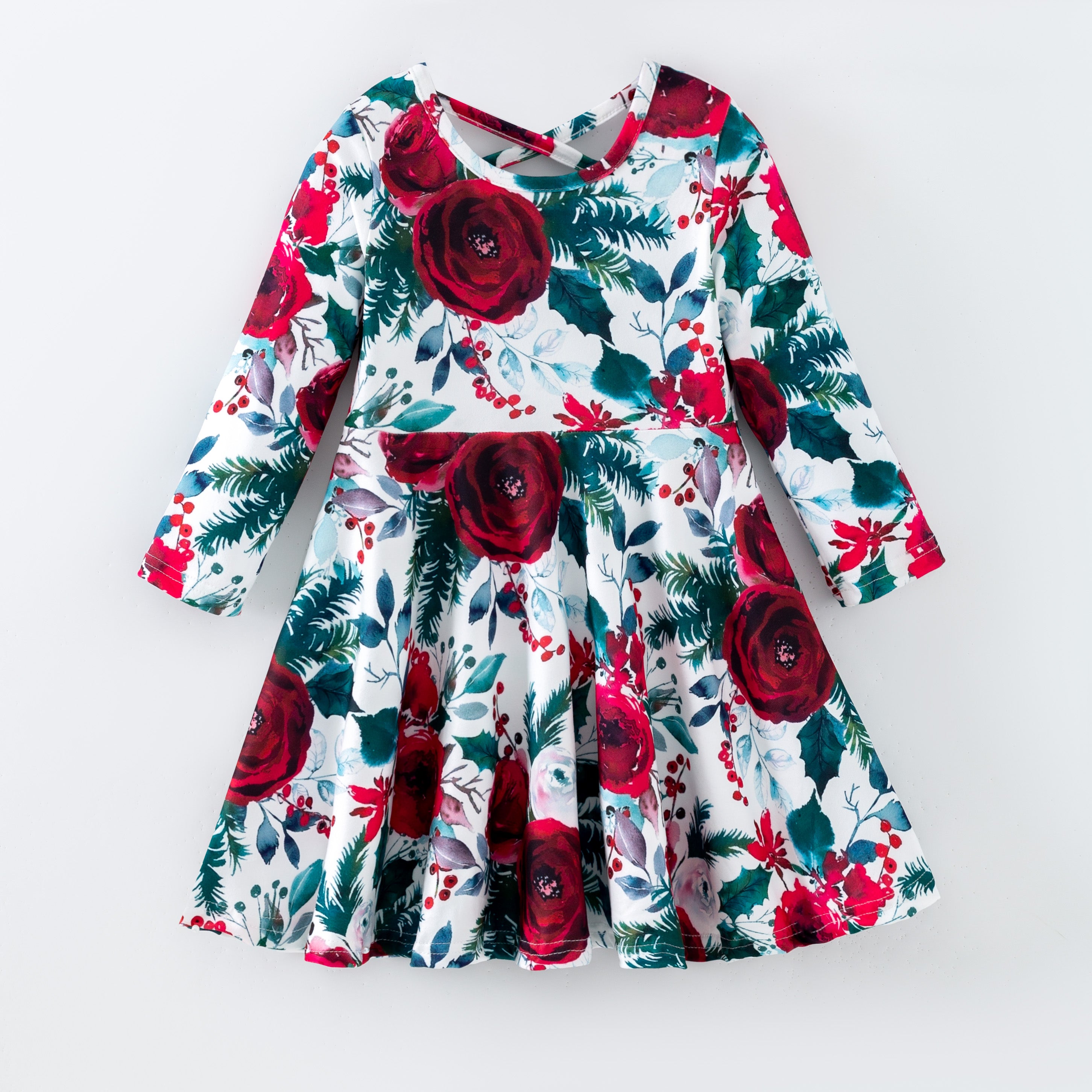 （Pre Order,Prepack Zone）Girls Fall&Winter Rose Print Dress（Mix Size）