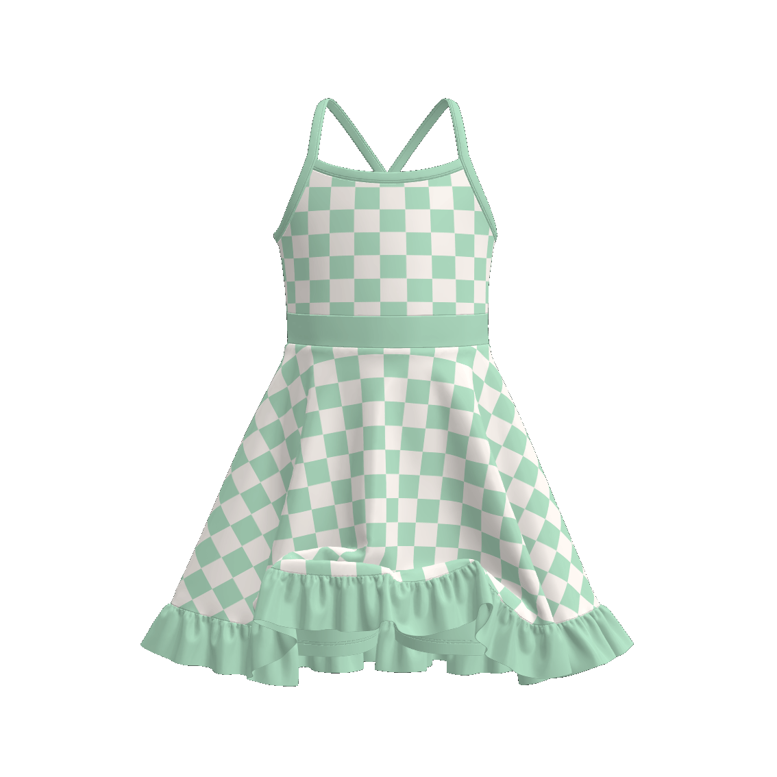 （Pre Order）Girls Spring and Summer Plaid Skort Dress