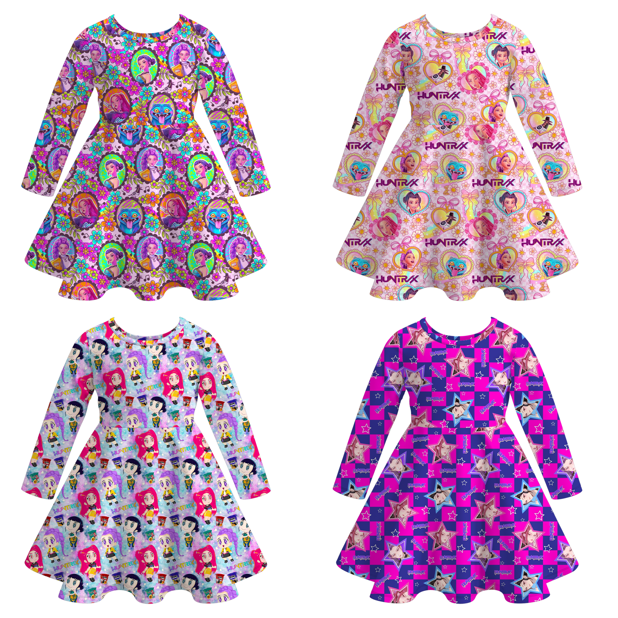 （Pre Order）Girls Movie Character Print Long Sleeves Dress