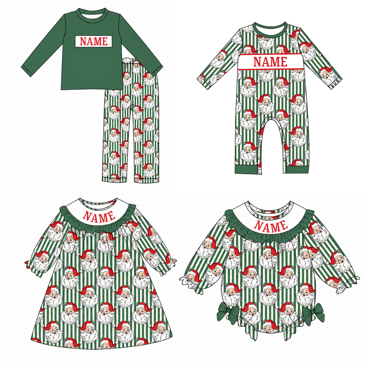 （Pre Order）Siblings Christmas Embroidery Smocked Dress,Set&Romper