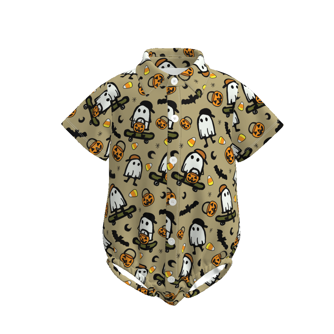 （Pre Order）Toddler Boys Halloween Cartoon Print Four-way Stretch Romper