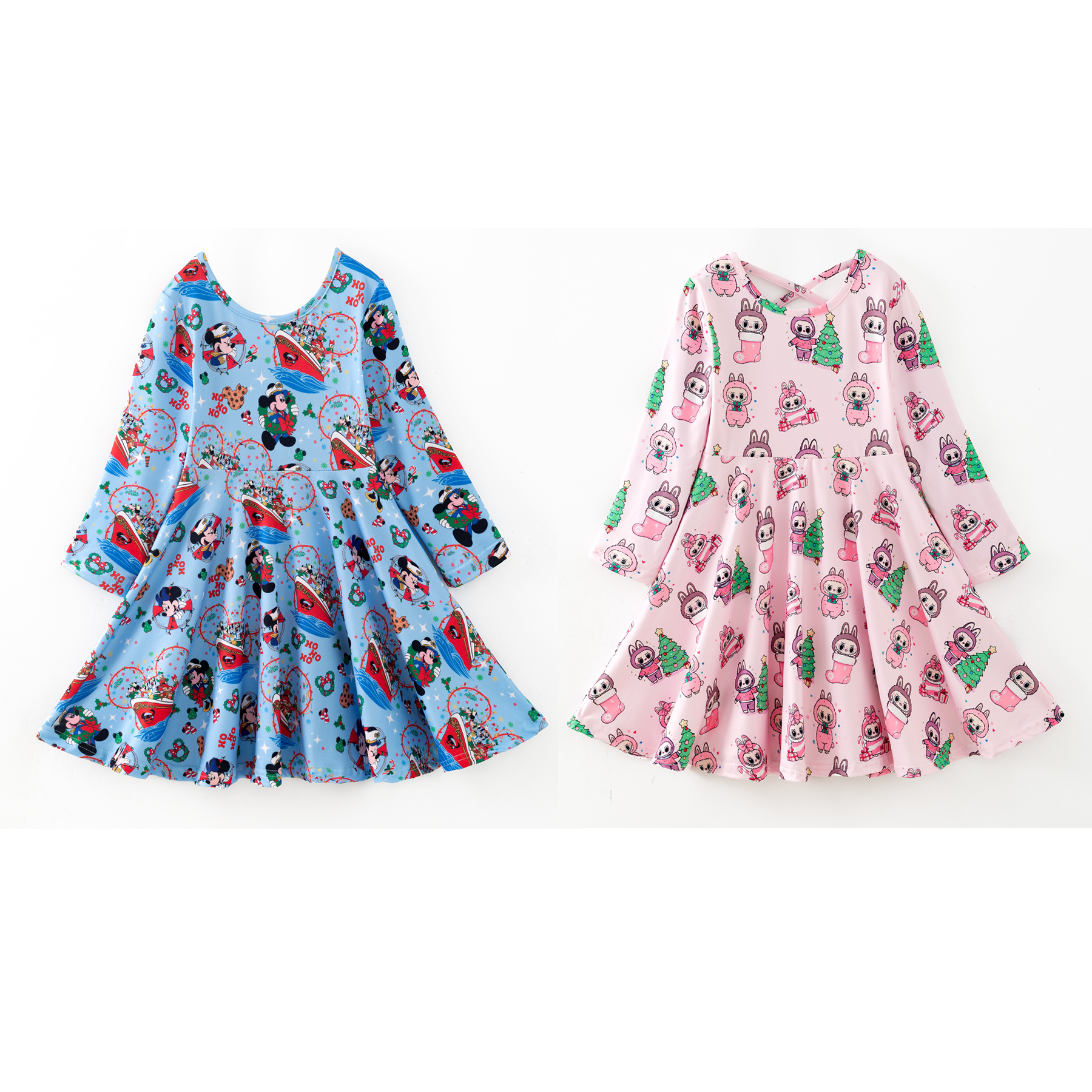 （Pre Order,Prepack Zone）Girls Christmas Cartoon Print Dress（Mix Size）