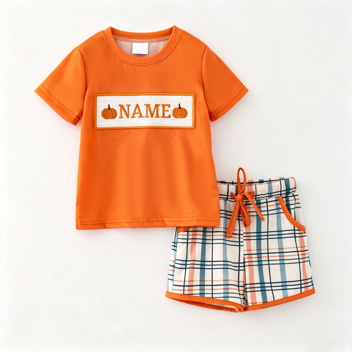 （Pre Order）Siblings Pumpkin Embroidery Smocked Set&Romper