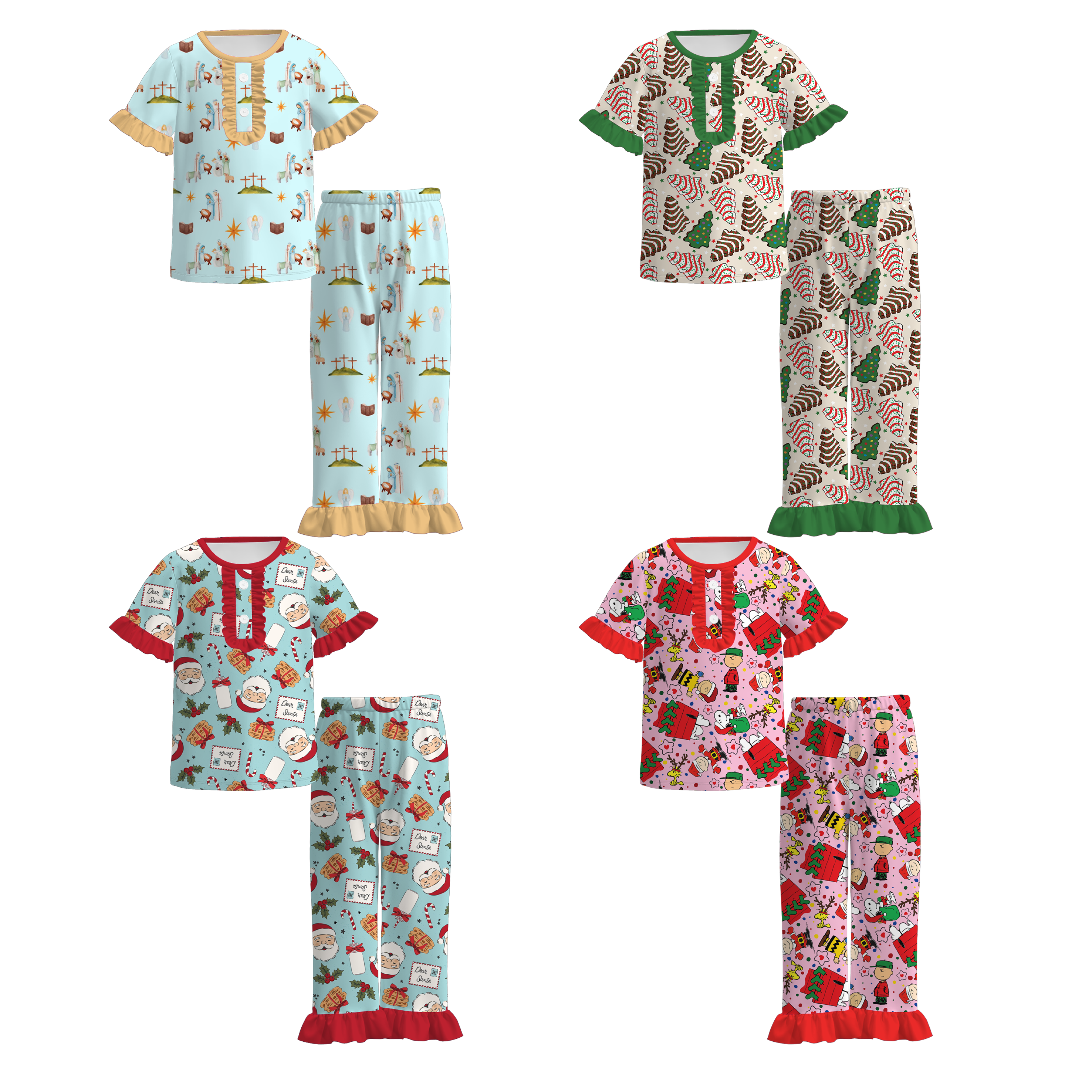 （Pre Order）Girls Christmas Print Pajamas
