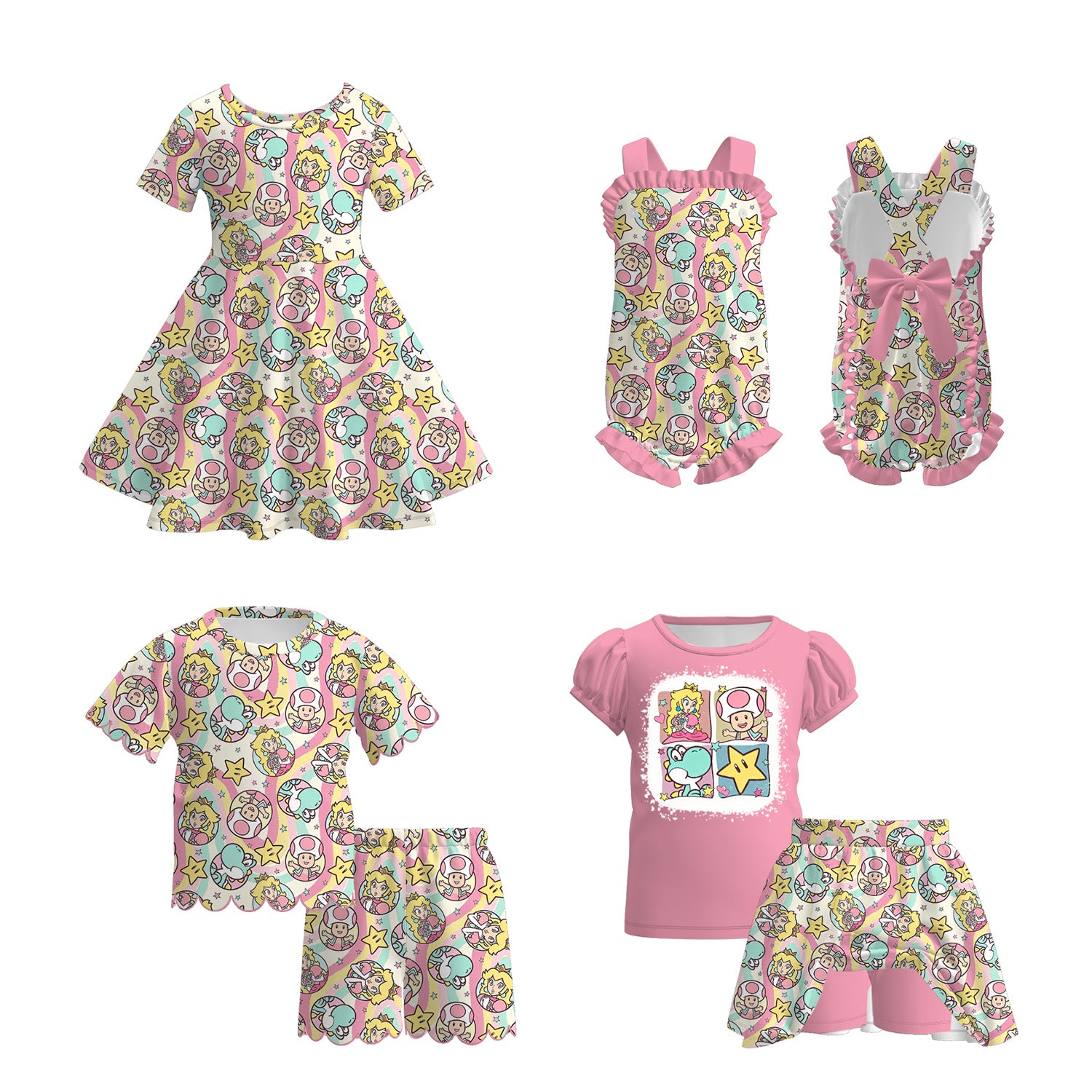 （Pre Order）Sisters Spring&Summer Cartoon Print Dress,Set&Romper