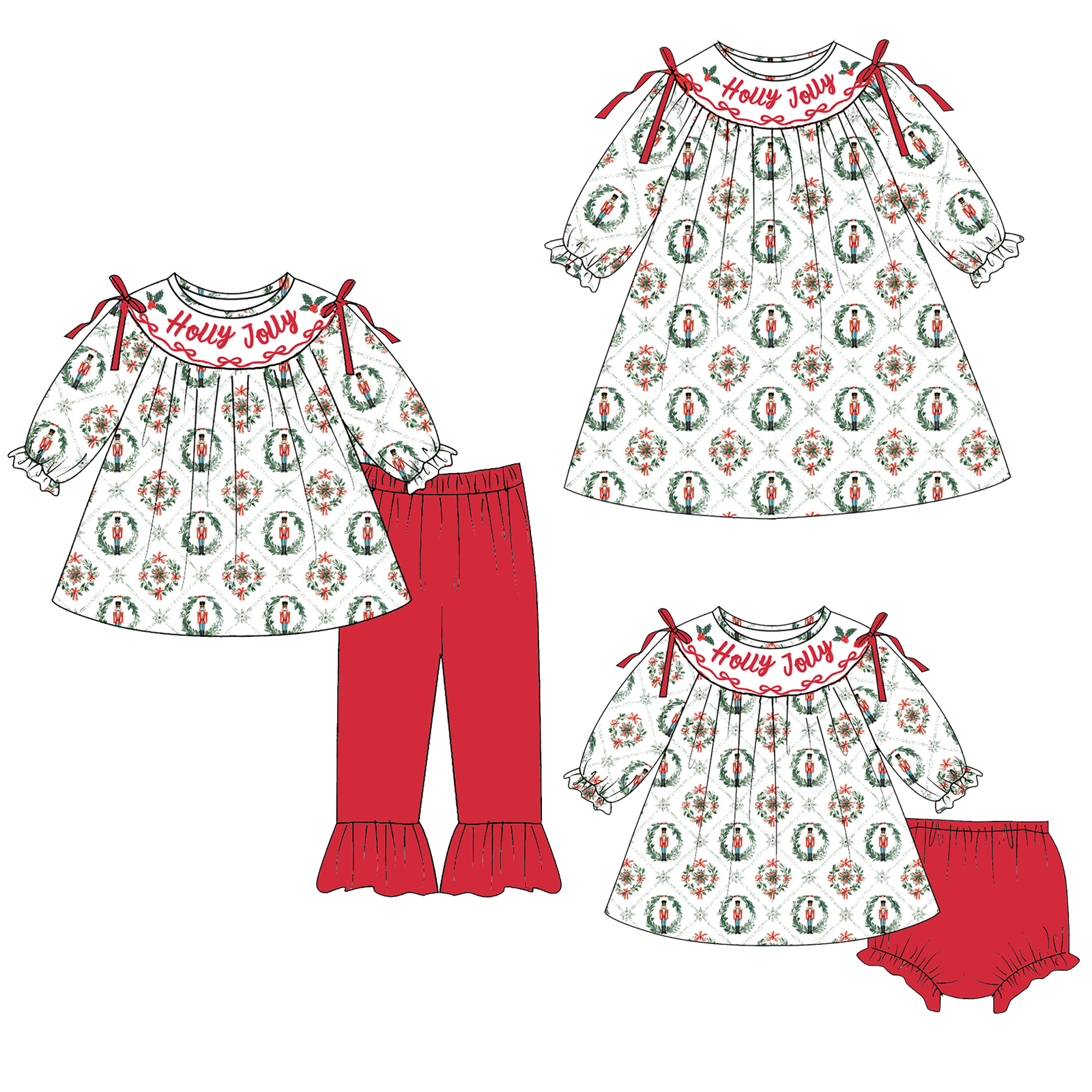 （Weekly Pre-Order）Sisters Christmas Embroidery Smocked Dress,Set&Romper（Ends 8.23）