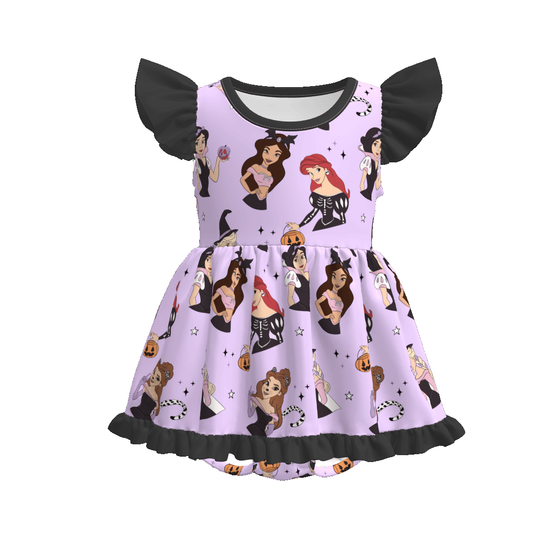 （Pre Order）Family Halloween Princess Print Dress,Set＆Romper